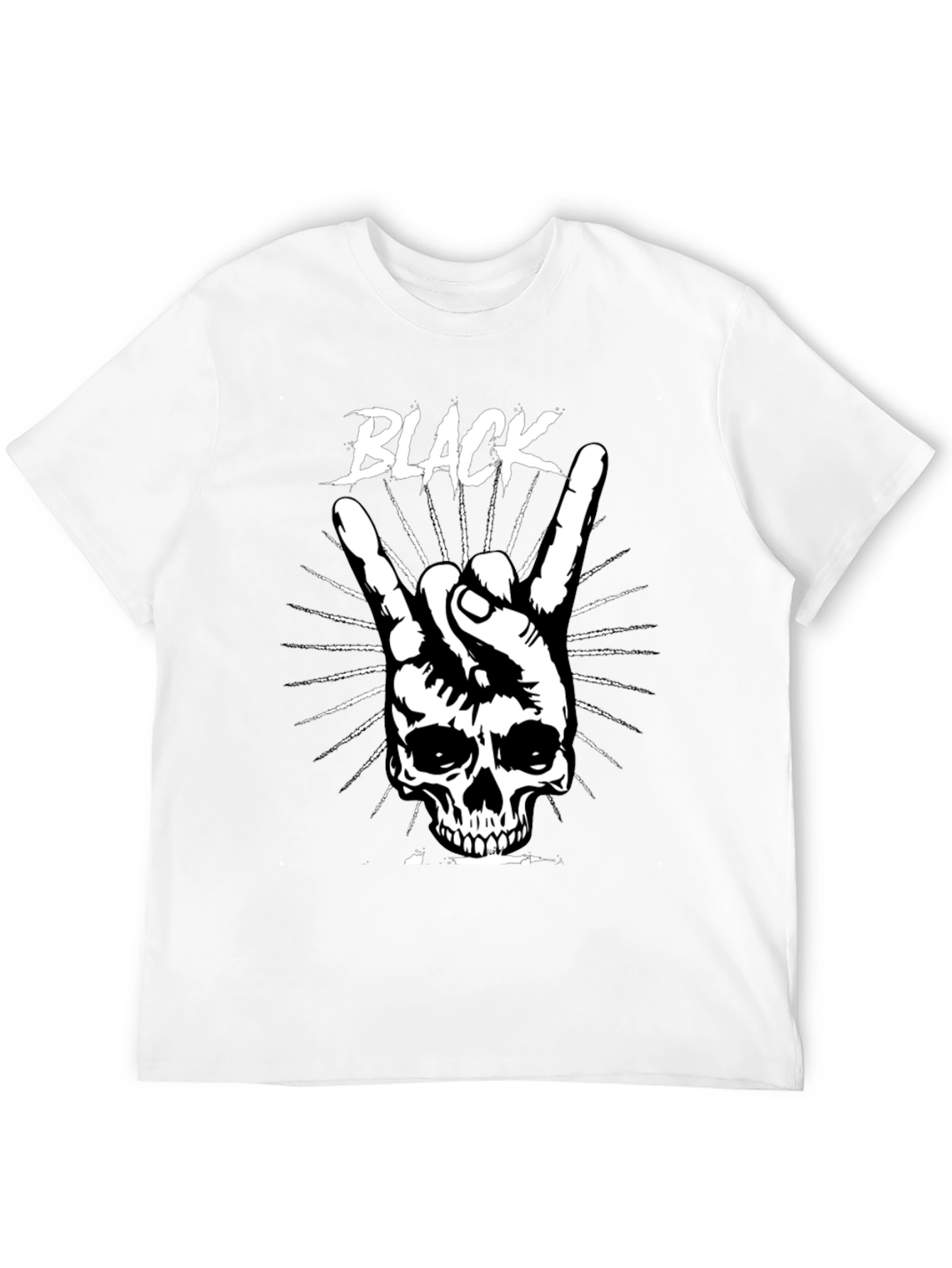 Black Rock On Skull Graphic T-Shirt