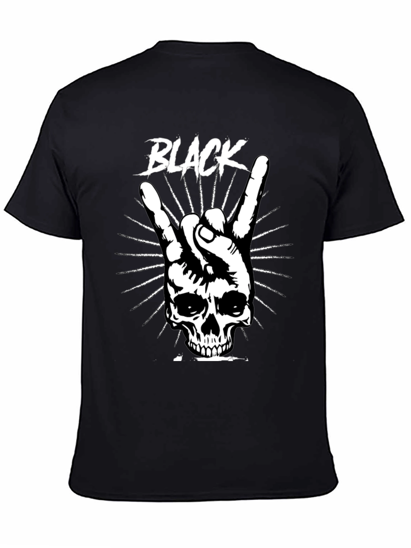 Black Rock On Skull Graphic T-Shirt