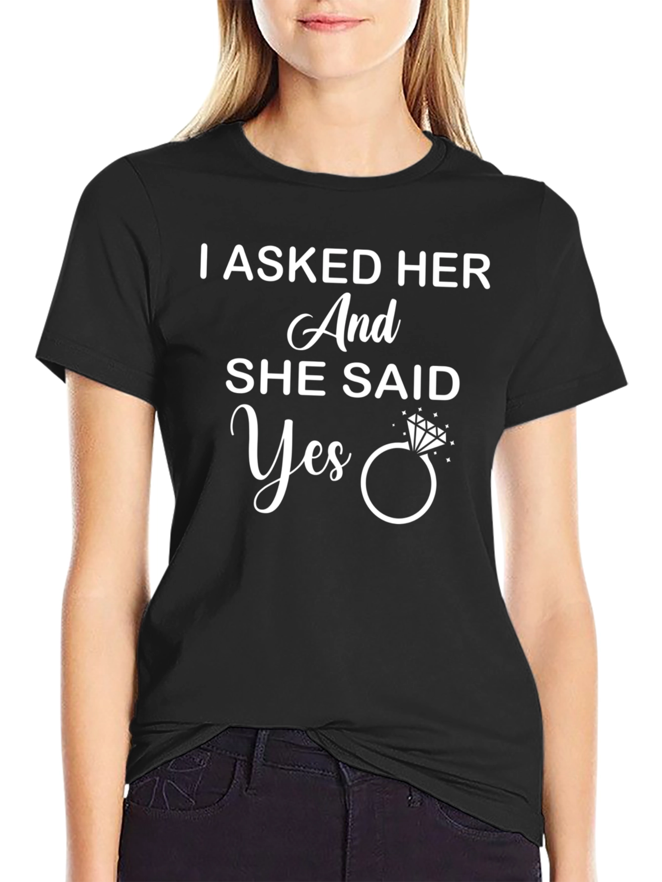 I Asked Her And She Said Yes Engagement T-Shirt
