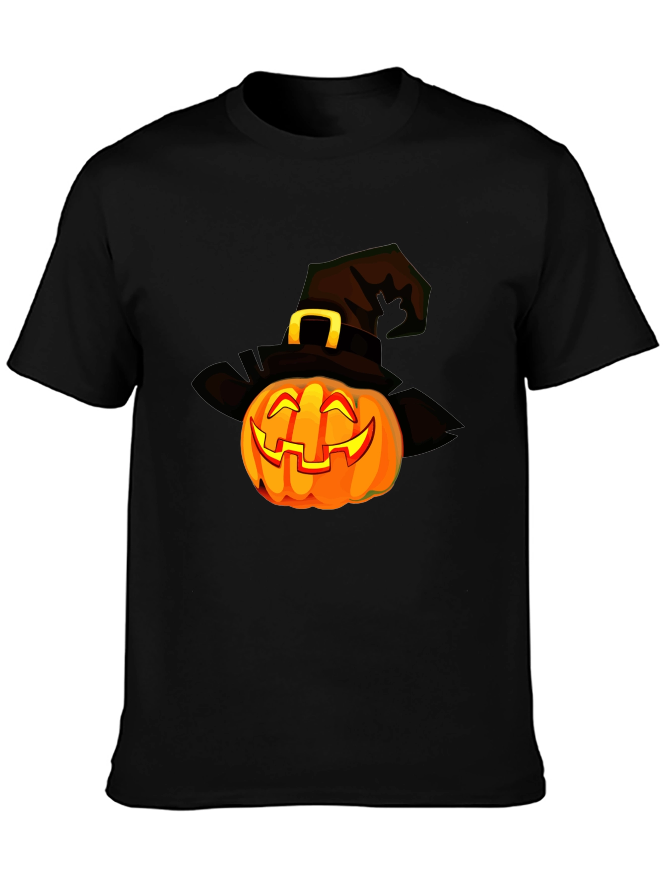 Halloween Pumpkin Witch Hat Graphic T-Shirt