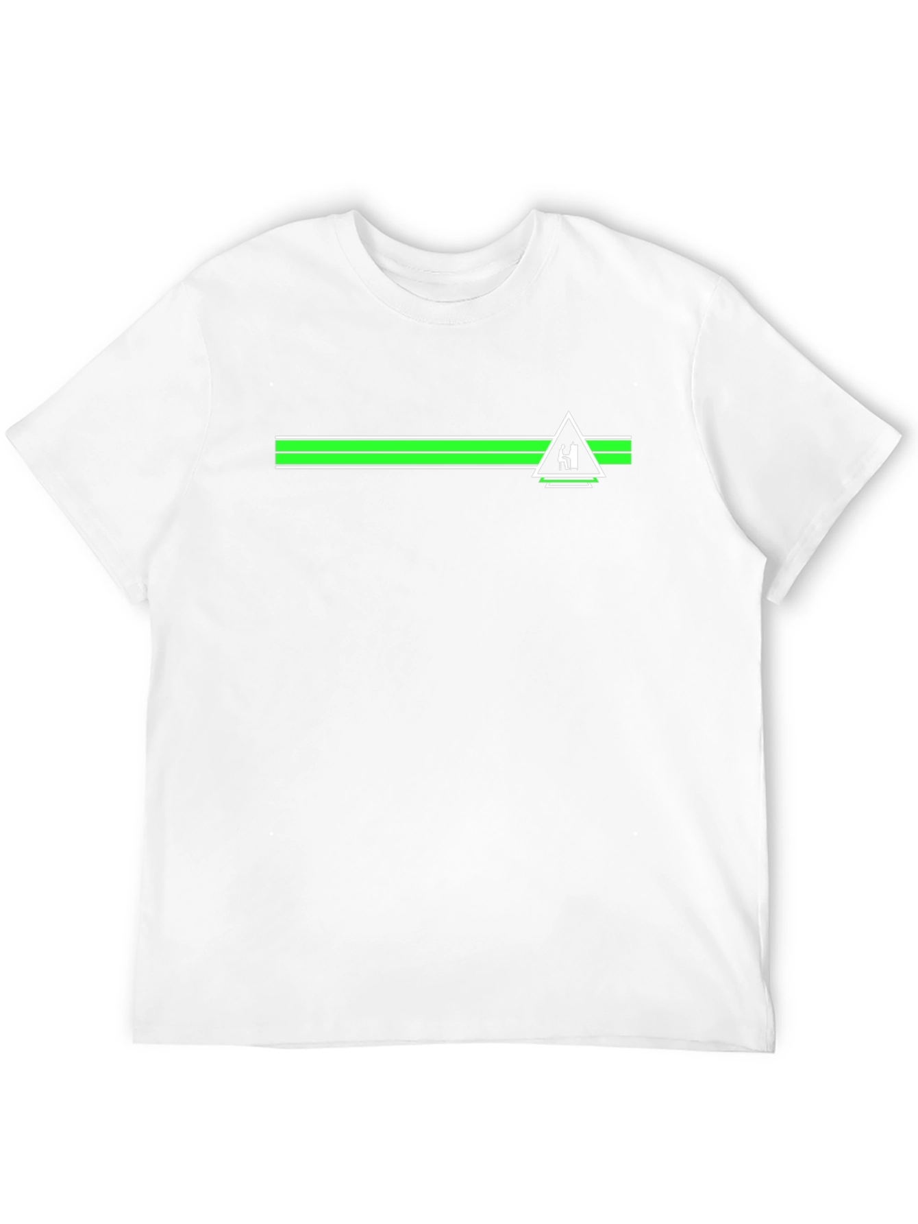 Black T-Shirt with Green Stripe and Triangle Design