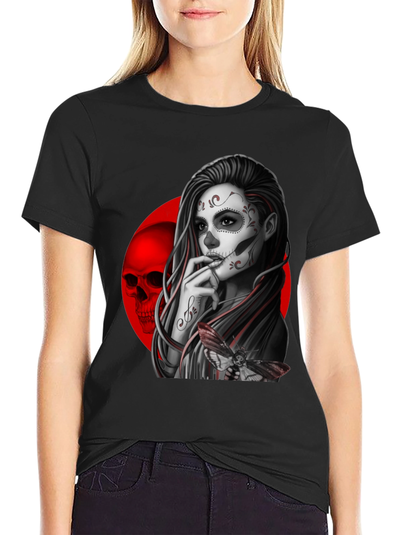 Day of the Dead Sugar Skull Girl Graphic Tee
