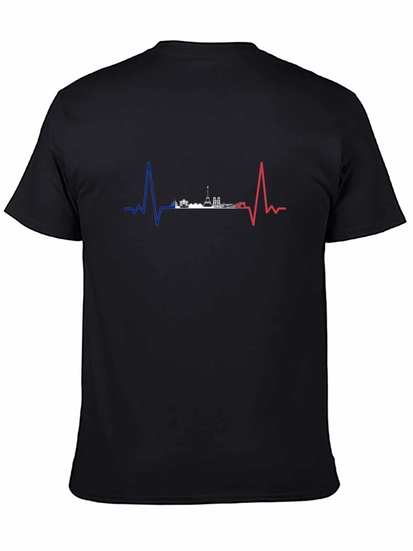 Paris Heartbeat Graphic Tee - Black Cotton T-Shirt
