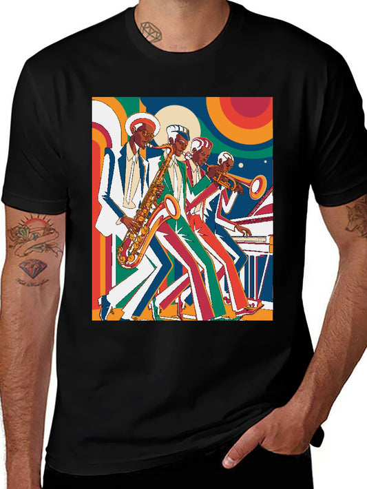 Retro Jazz Band Graphic Tee - Cool Music Lover Shirt