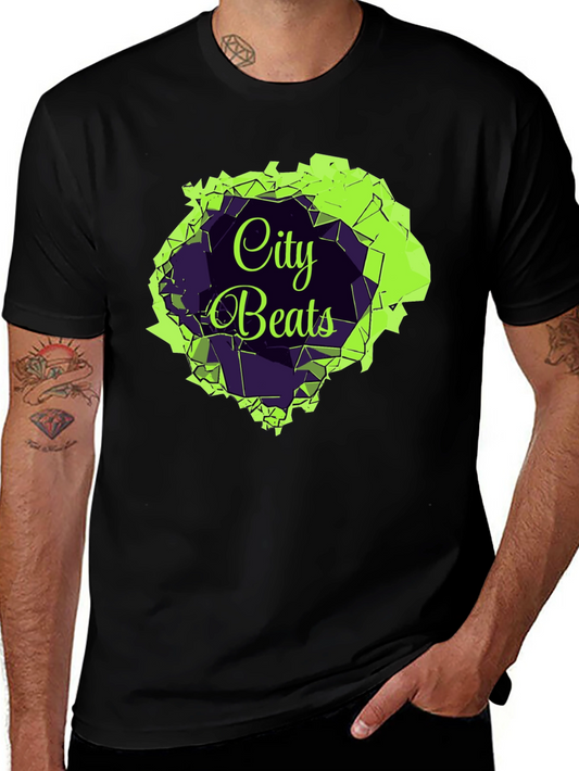 City Beats Graphic Tee - Stylish Mens Black T-Shirt