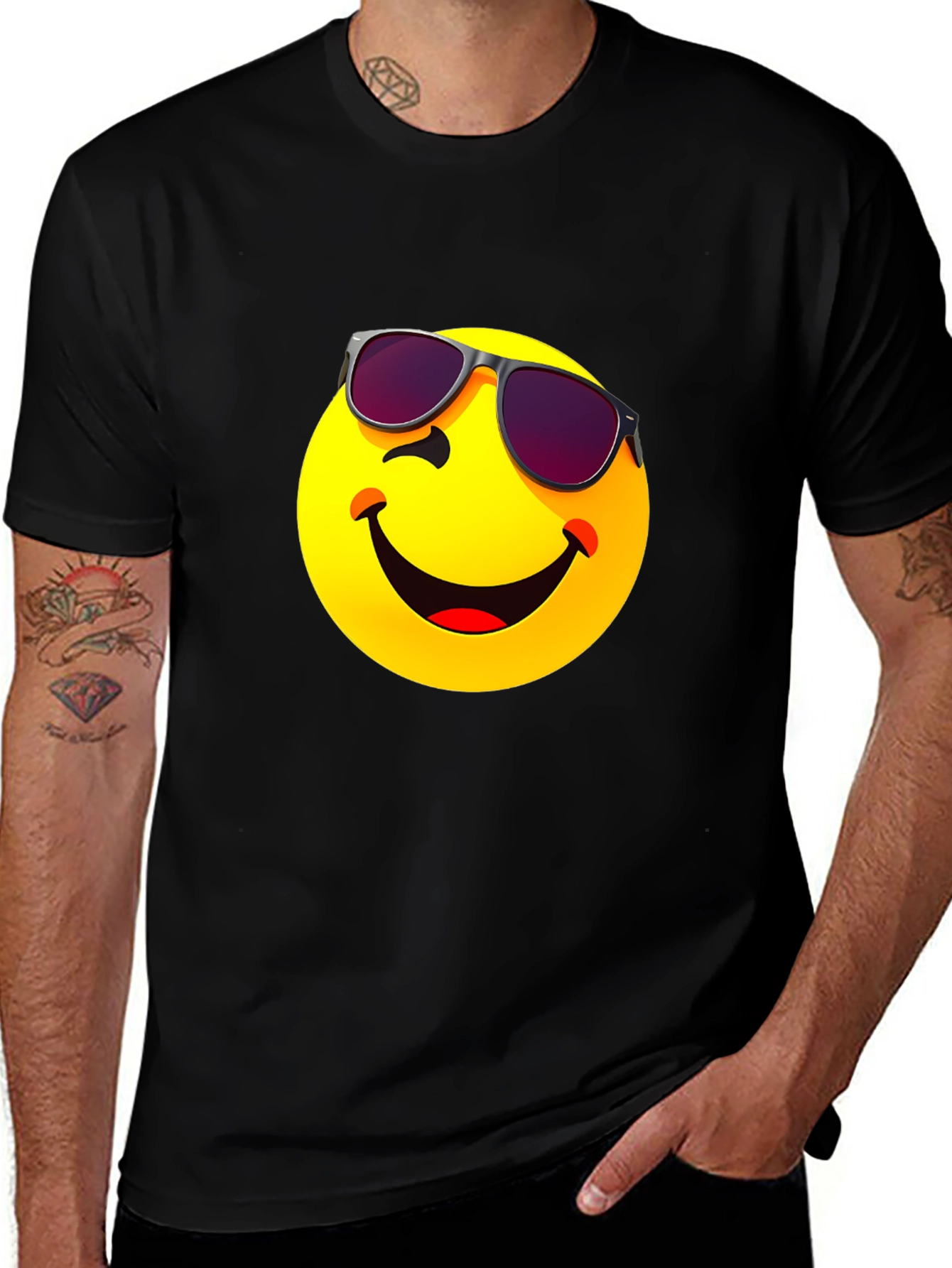 Cool Emoji Graphic T-Shirt - Black