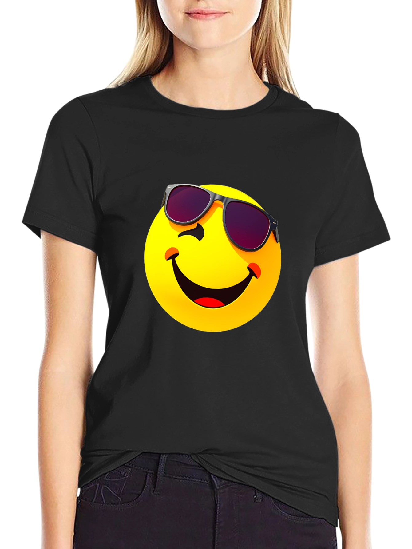 Cool Emoji Graphic T-Shirt - Black