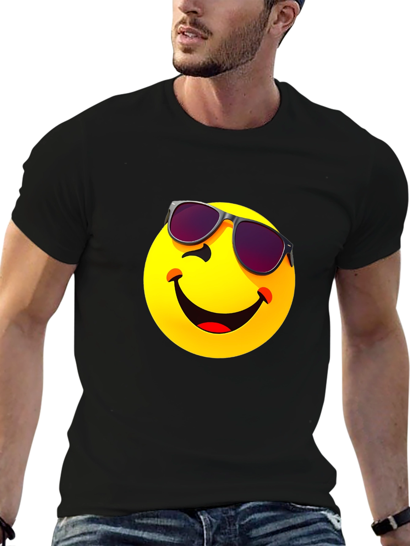 Cool Emoji Graphic T-Shirt - Black