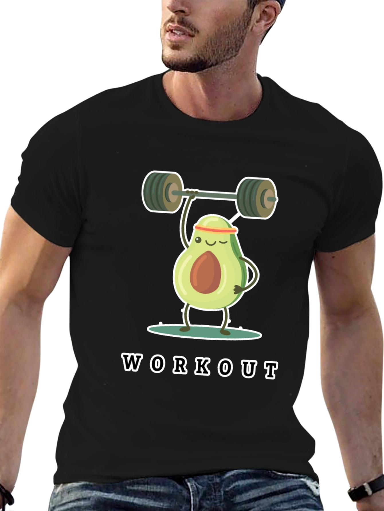 Avocado Workout Black T-Shirt