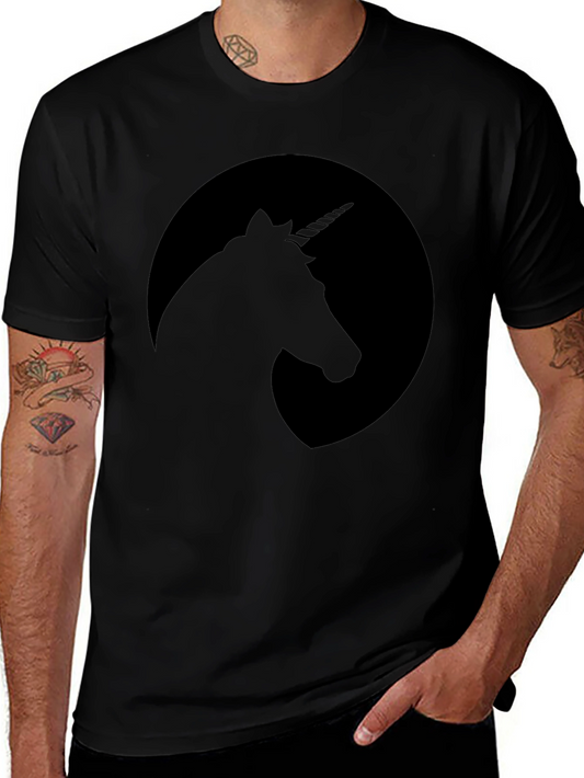 Unicorn Silhouette Graphic Tee - Black Crew Neck T-Shirt