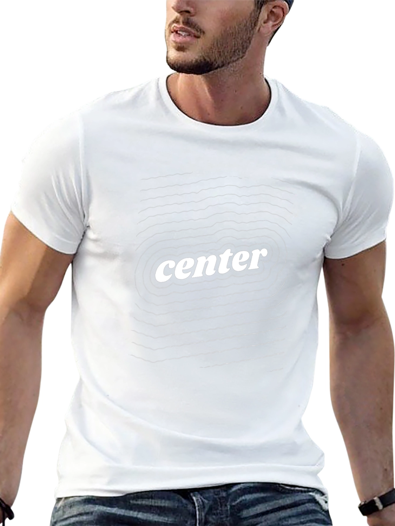 Center Graphic Tee - Black Modern Design