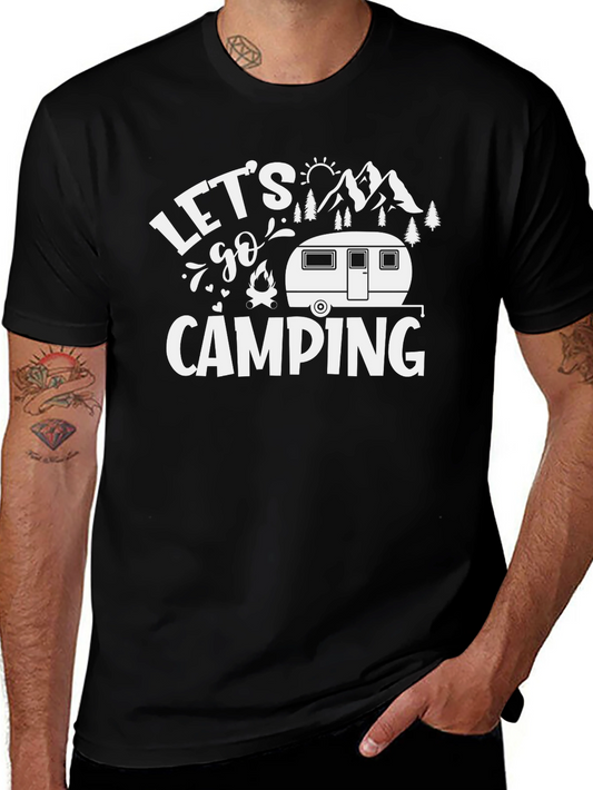 Lets Go Camping Black Graphic T-Shirt