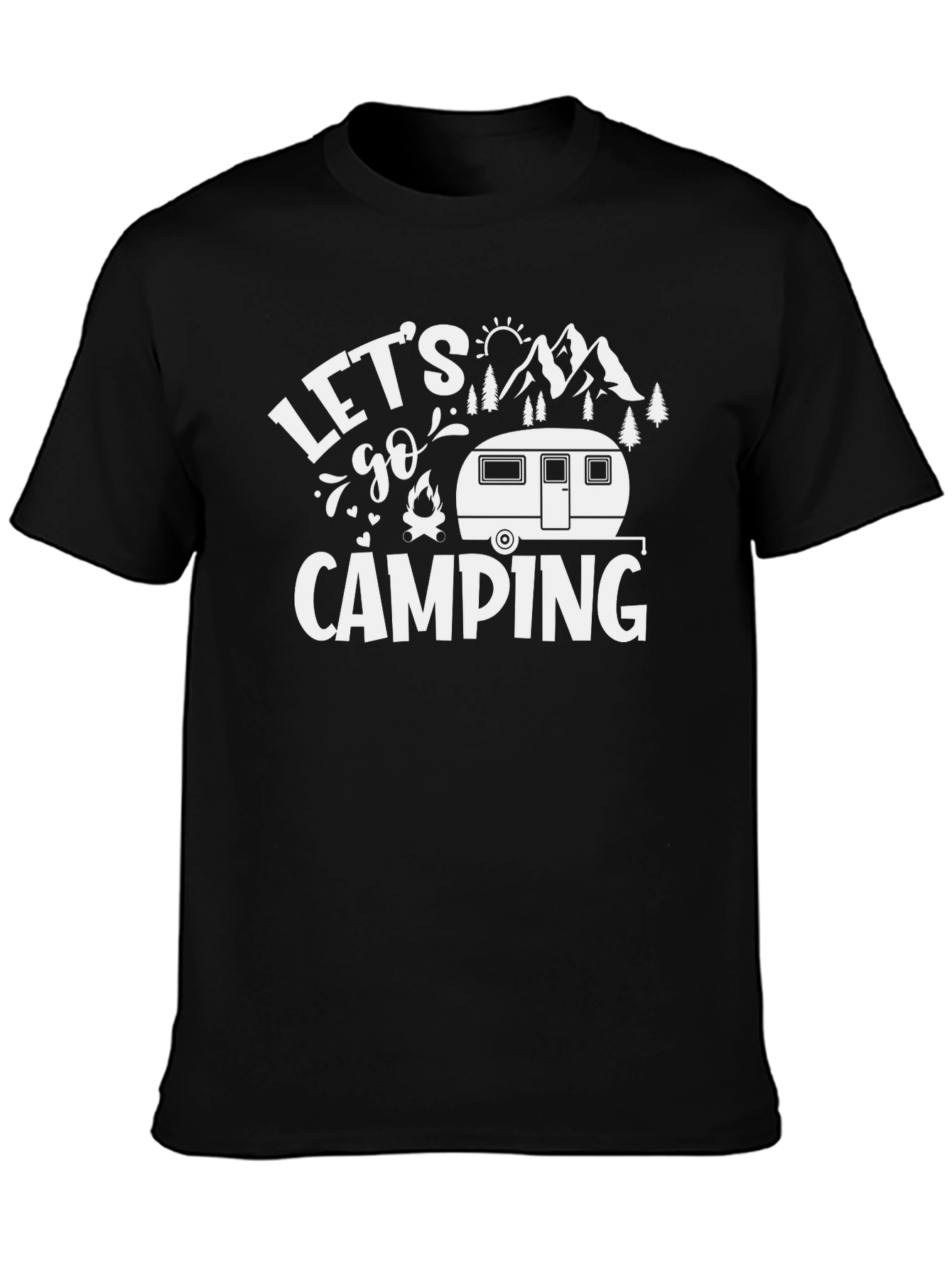 Lets Go Camping Black Graphic T-Shirt