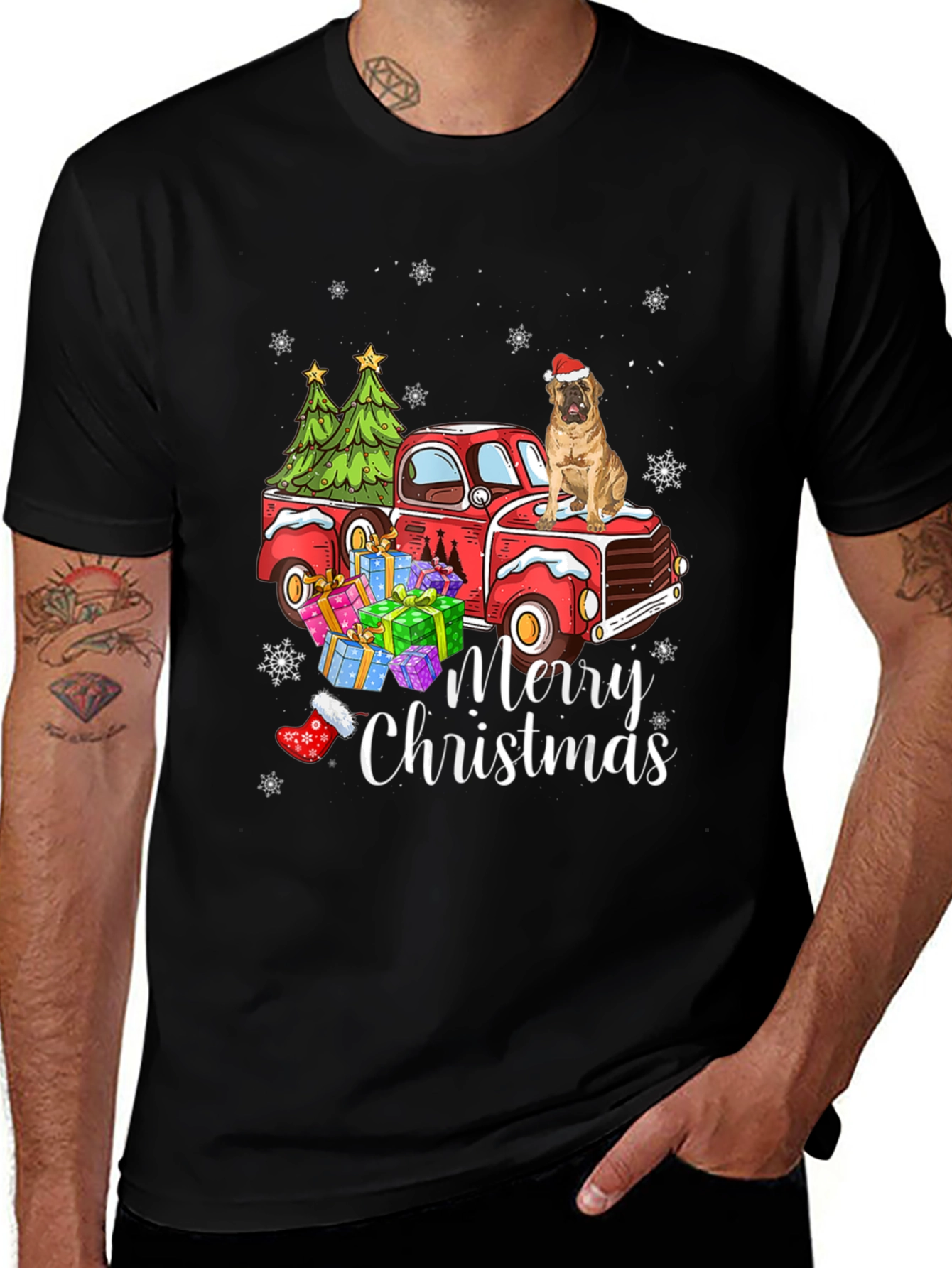 Merry Christmas Dog Truck T-Shirt