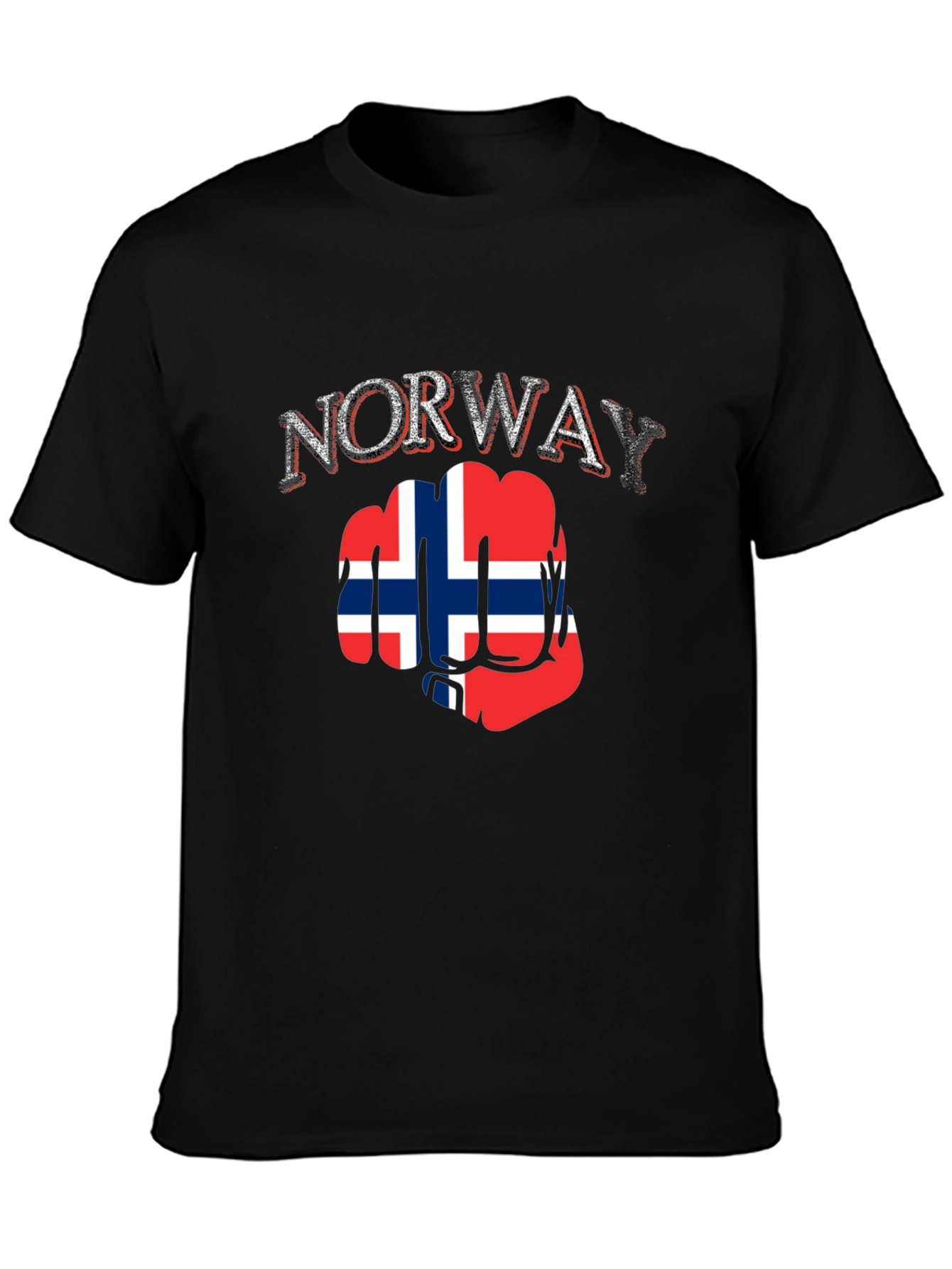 Norway Flag Fist T-Shirt - Black Cotton Tee