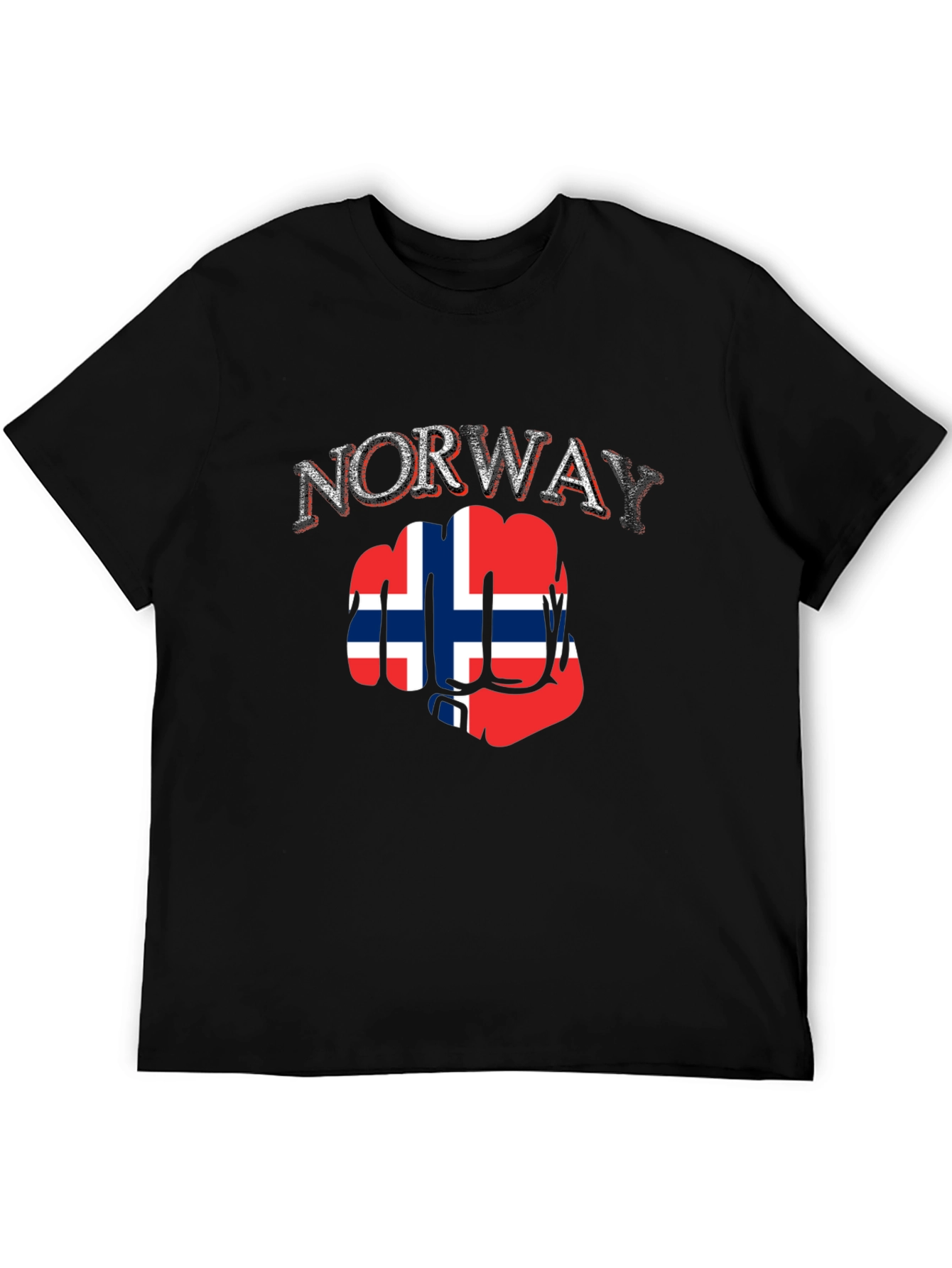 Norway Flag Fist T-Shirt - Black Cotton Tee