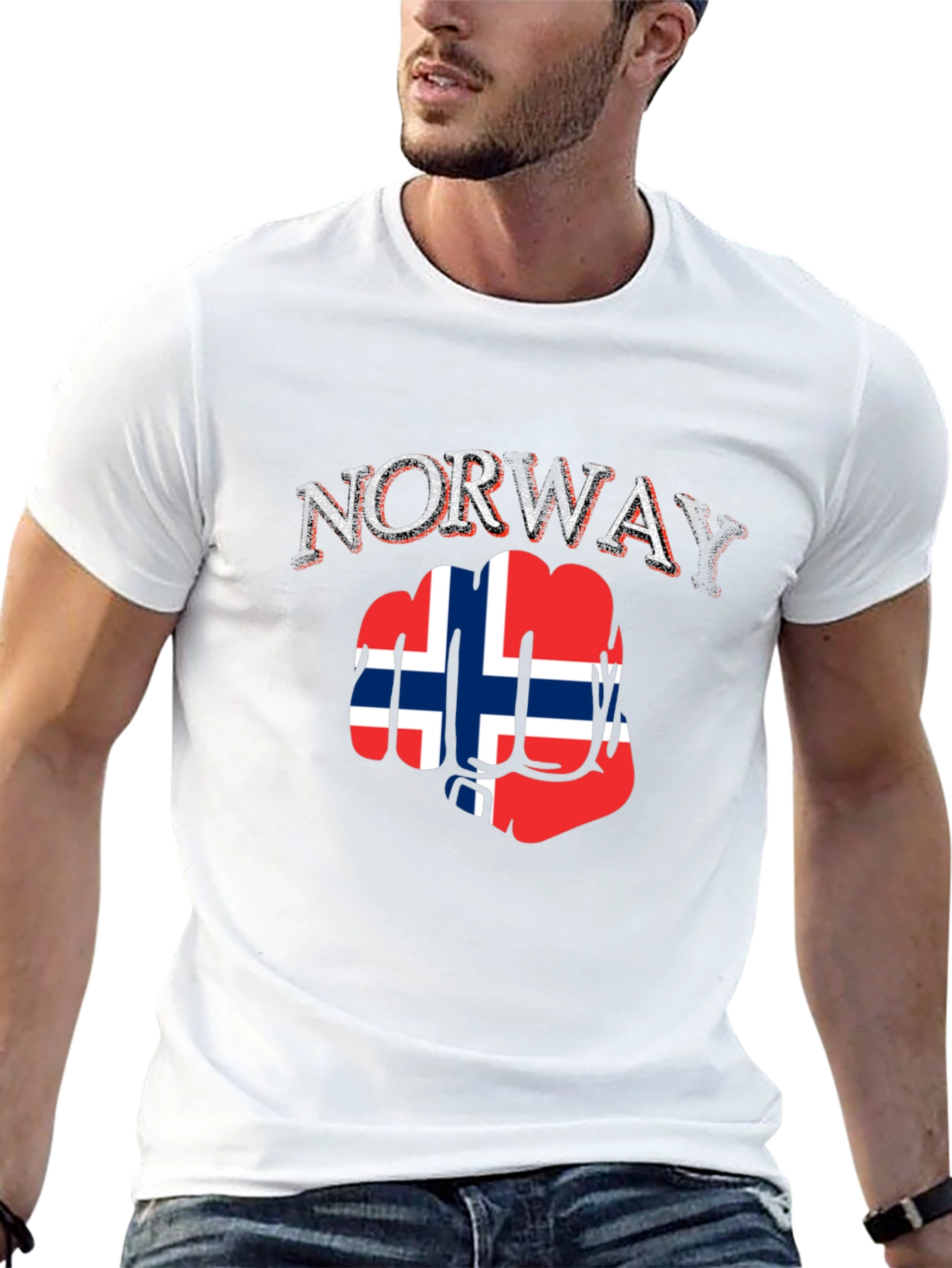 Norway Flag Fist T-Shirt - Black Cotton Tee