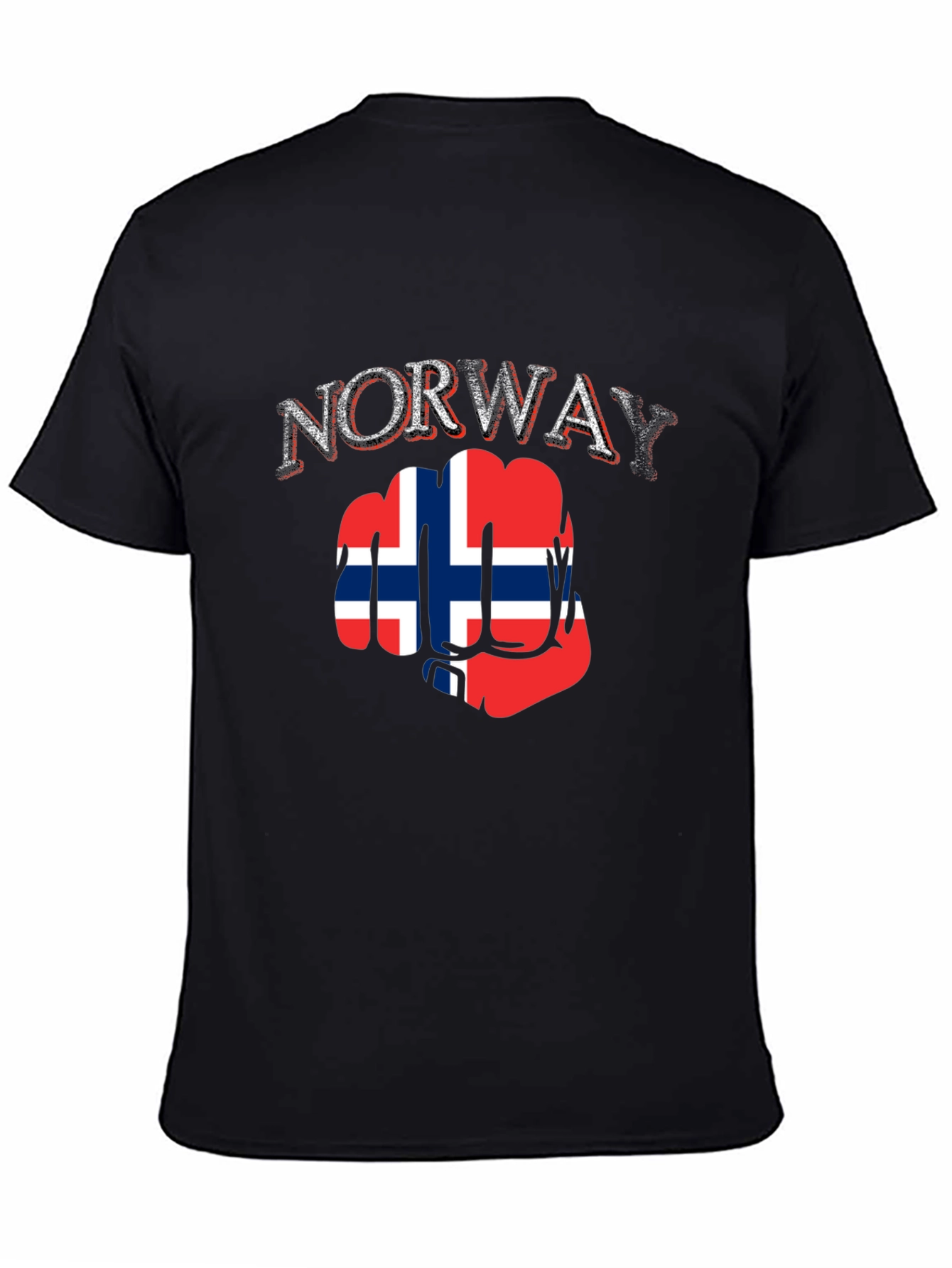 Norway Flag Fist T-Shirt - Black Cotton Tee