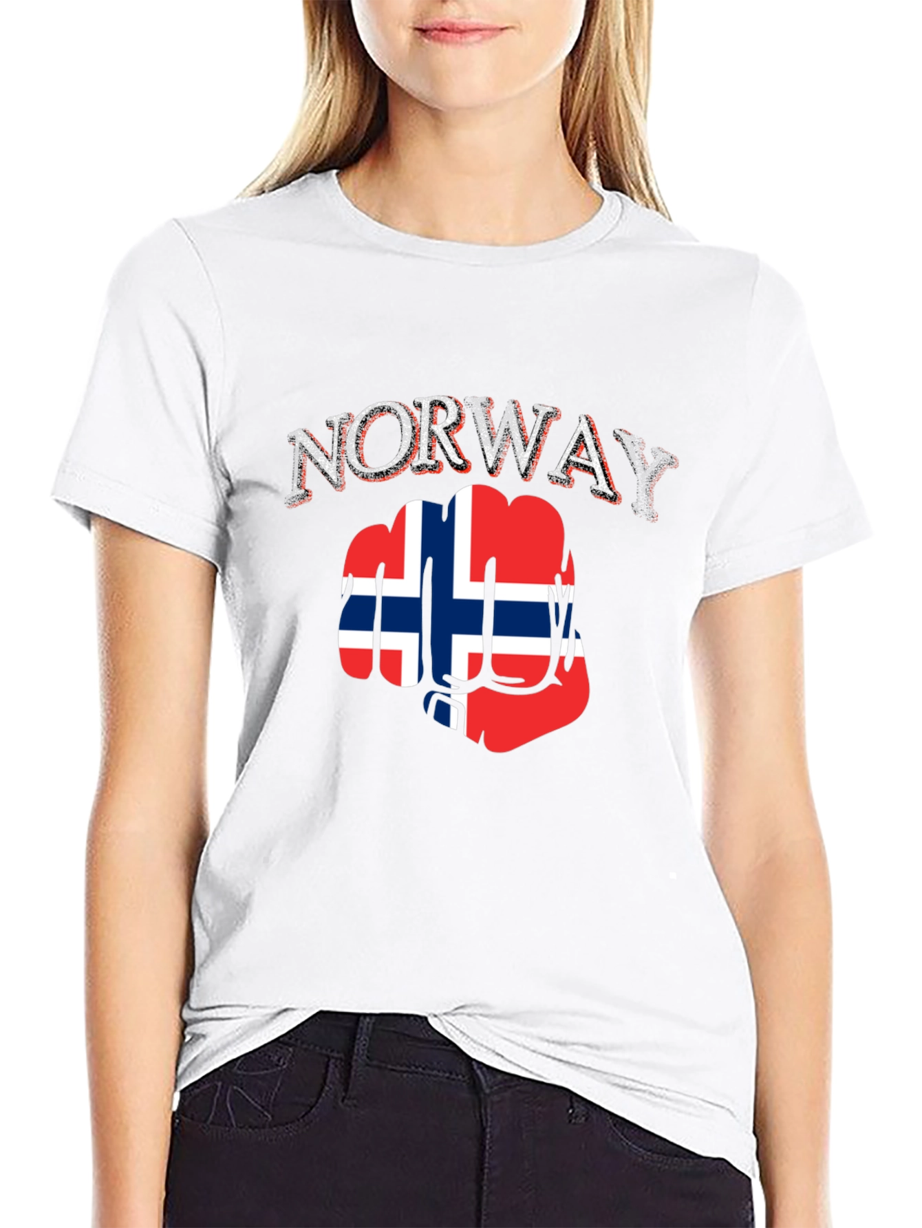 Norway Flag Fist T-Shirt - Black Cotton Tee