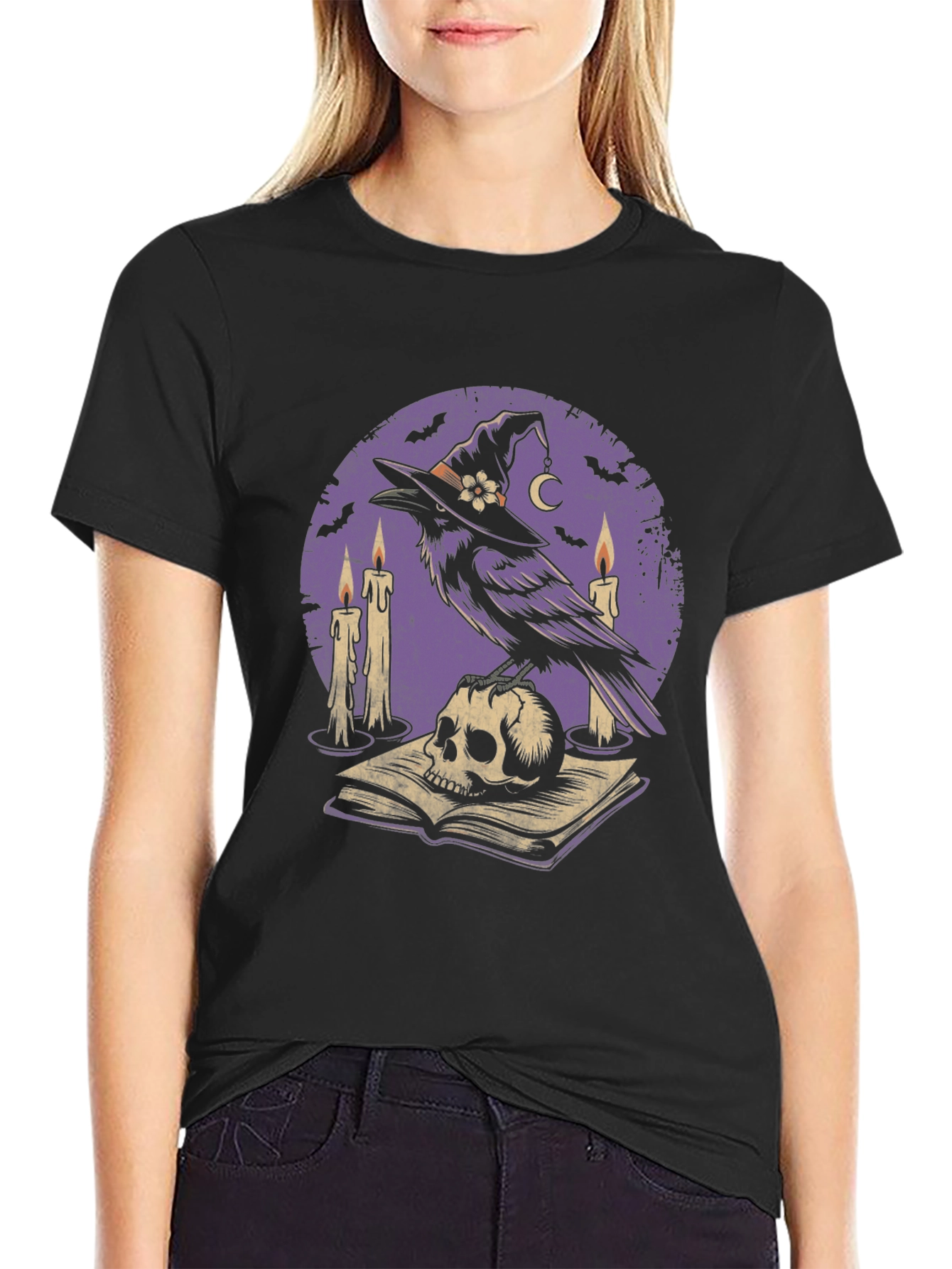 Witchy Raven T-Shirt | Skull & Magic