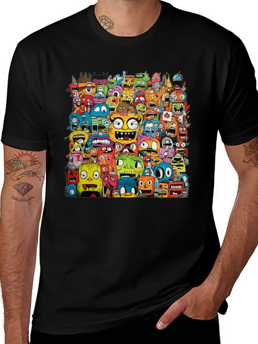Monster Doodle Black Graphic T-Shirt