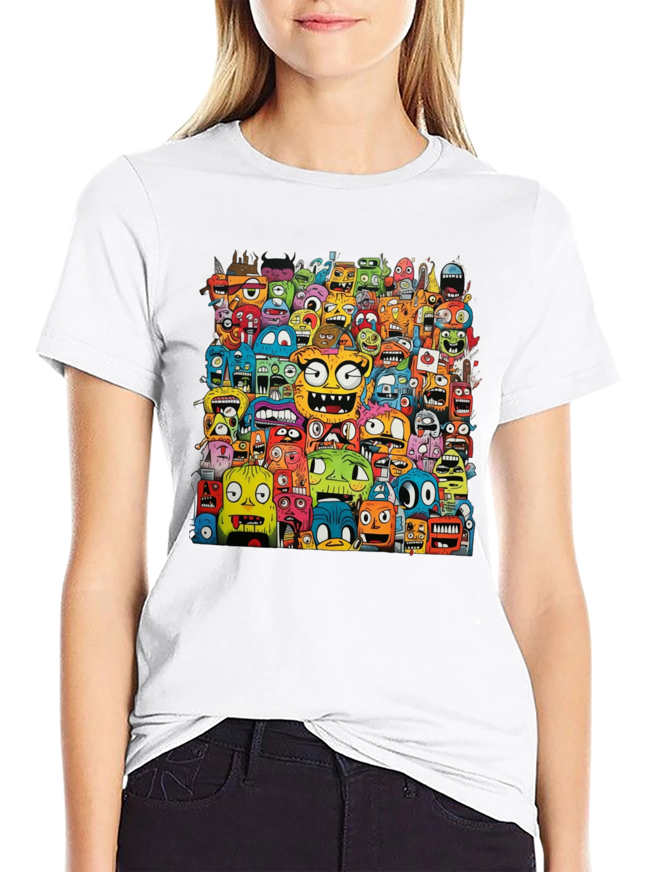 Monster Doodle Black Graphic T-Shirt