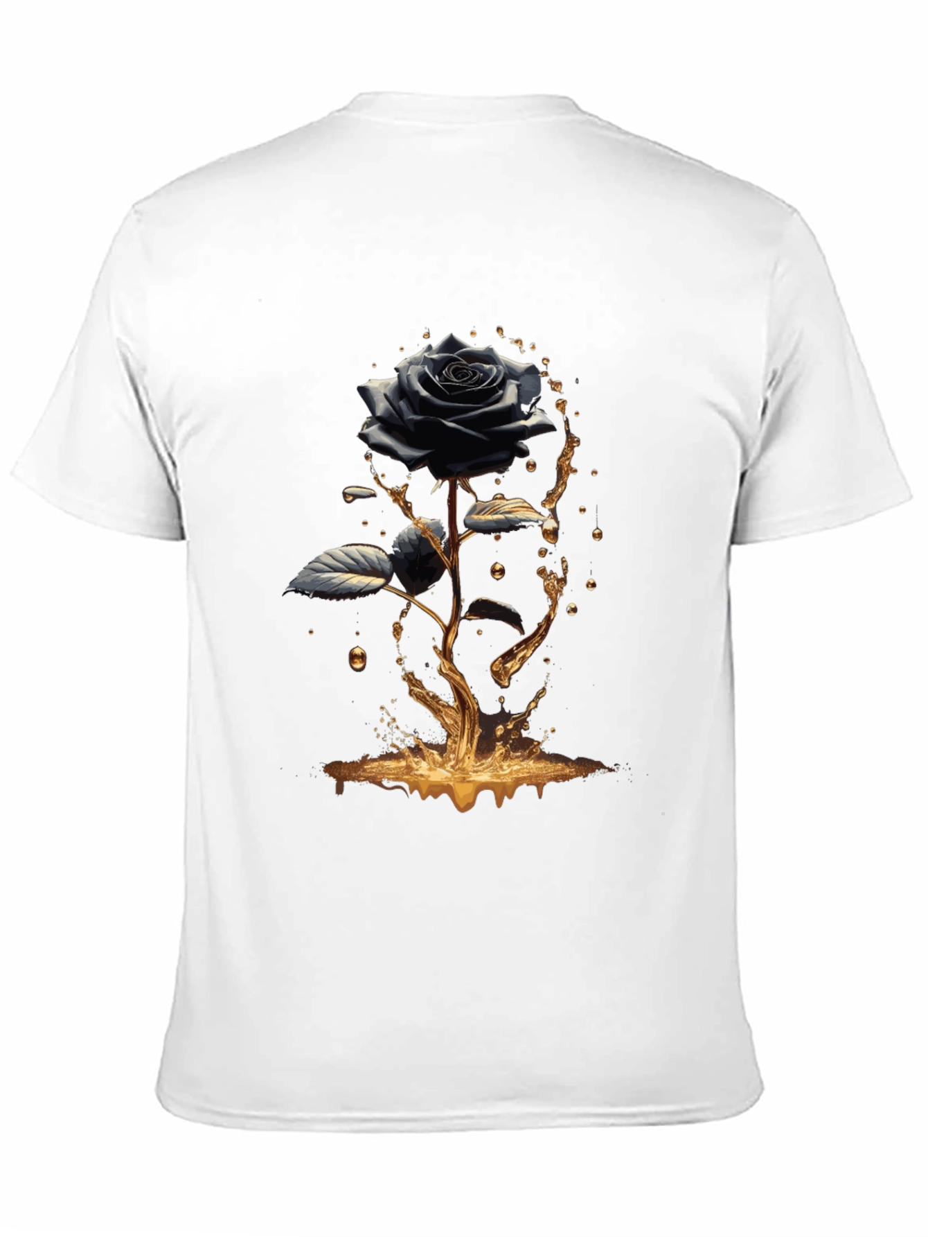 Black Rose Graphic Tee - Elegant Mens T-Shirt