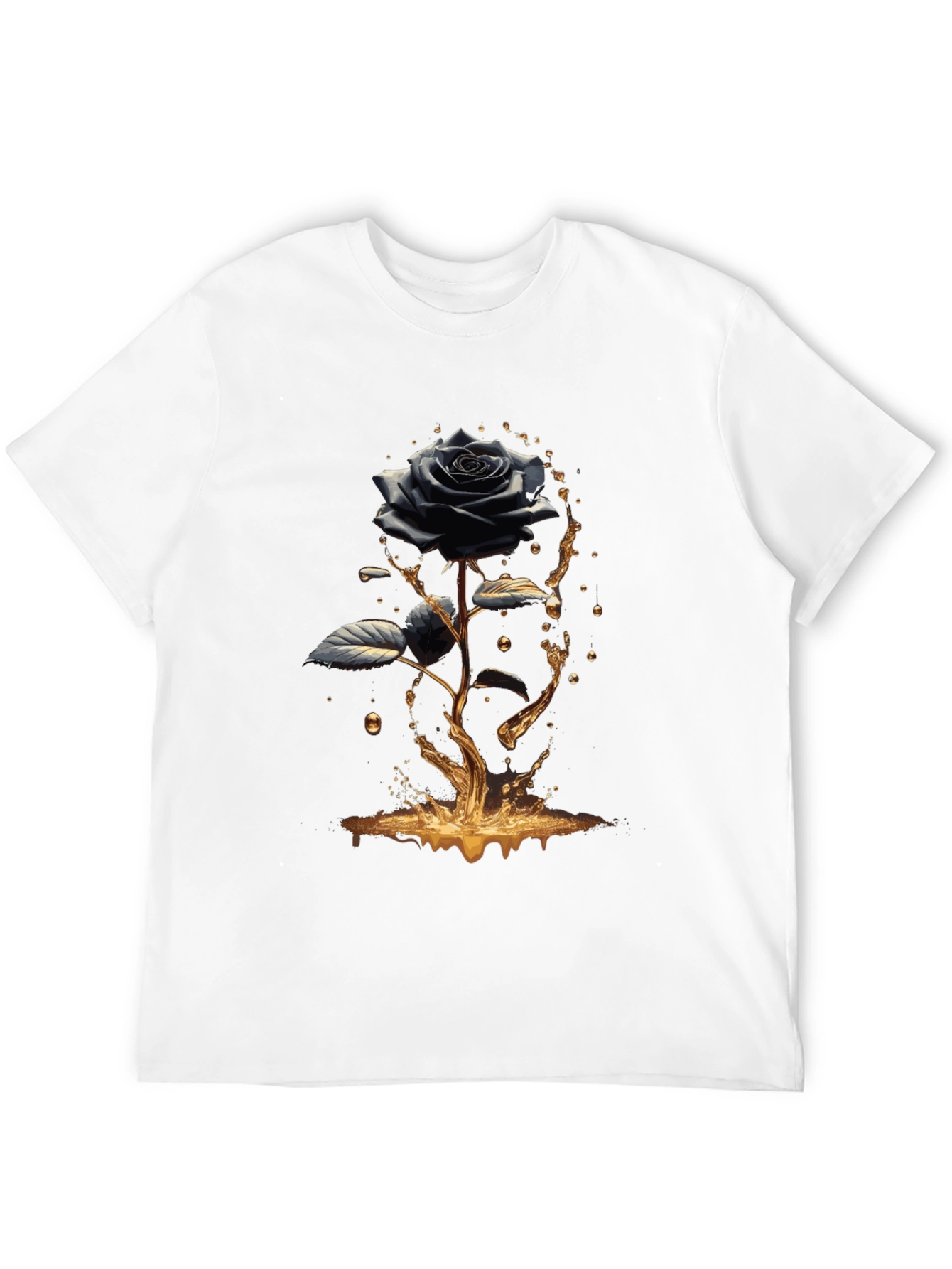 Black Rose Graphic Tee - Elegant Mens T-Shirt