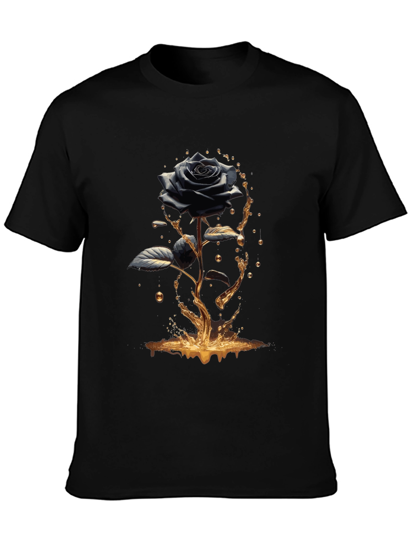 Black Rose Graphic Tee - Elegant Mens T-Shirt