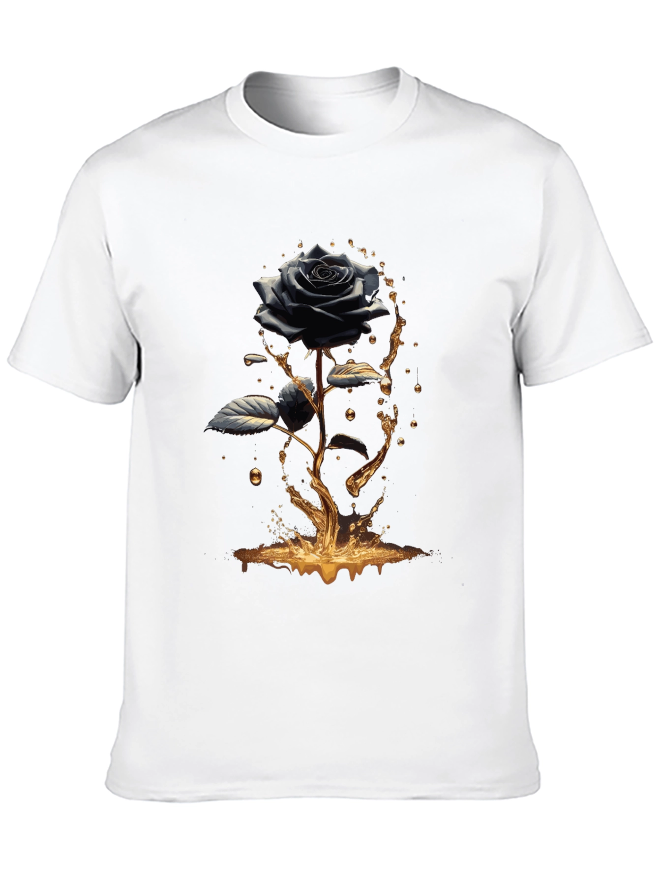Black Rose Graphic Tee - Elegant Mens T-Shirt