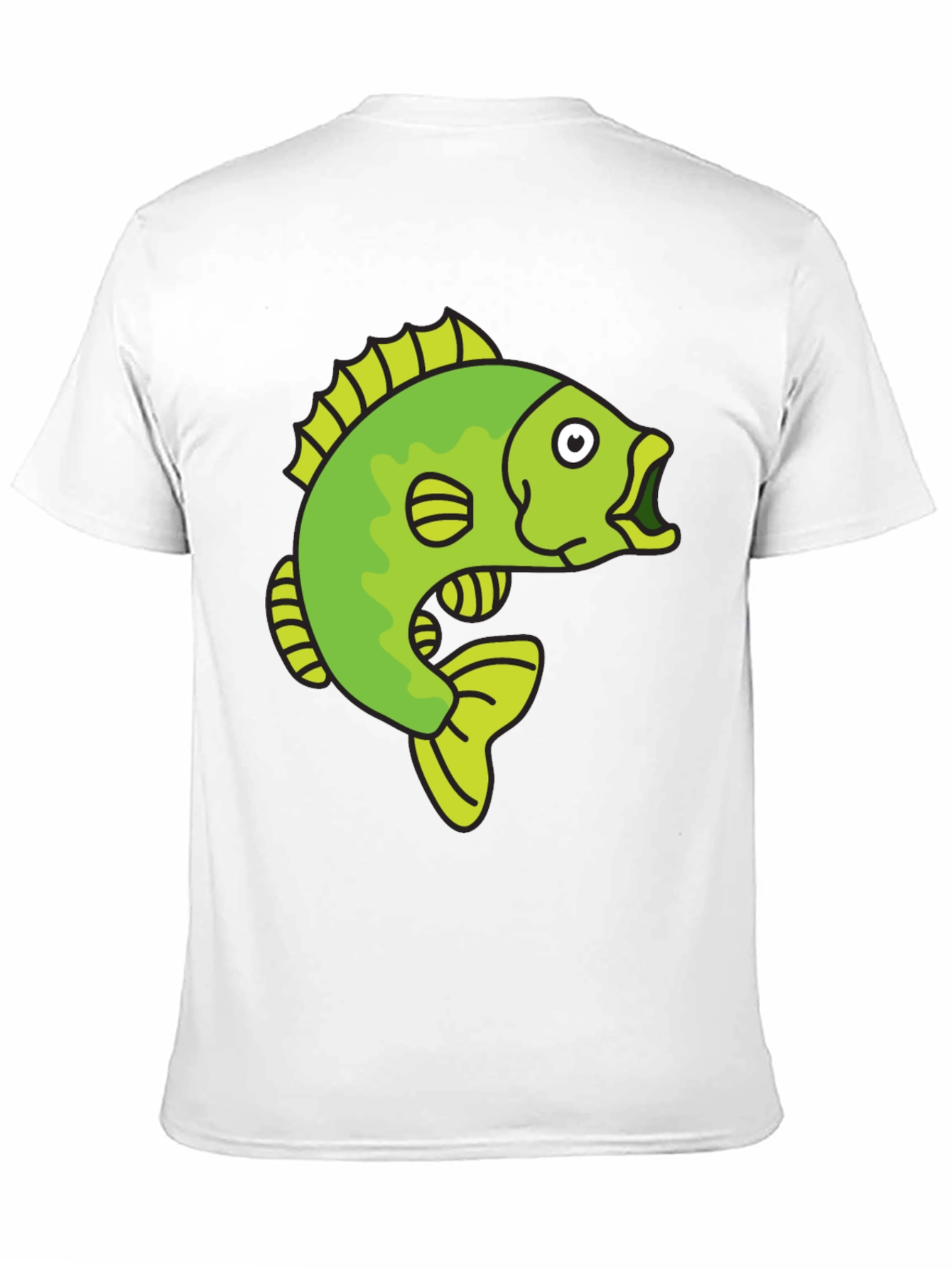 Funny Cartoon Fish Graphic Black T-Shirt