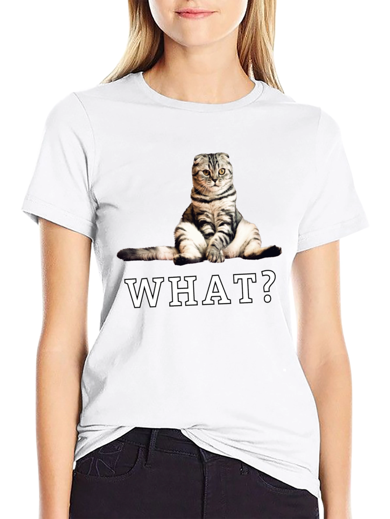 Funny Cat What? Graphic T-Shirt