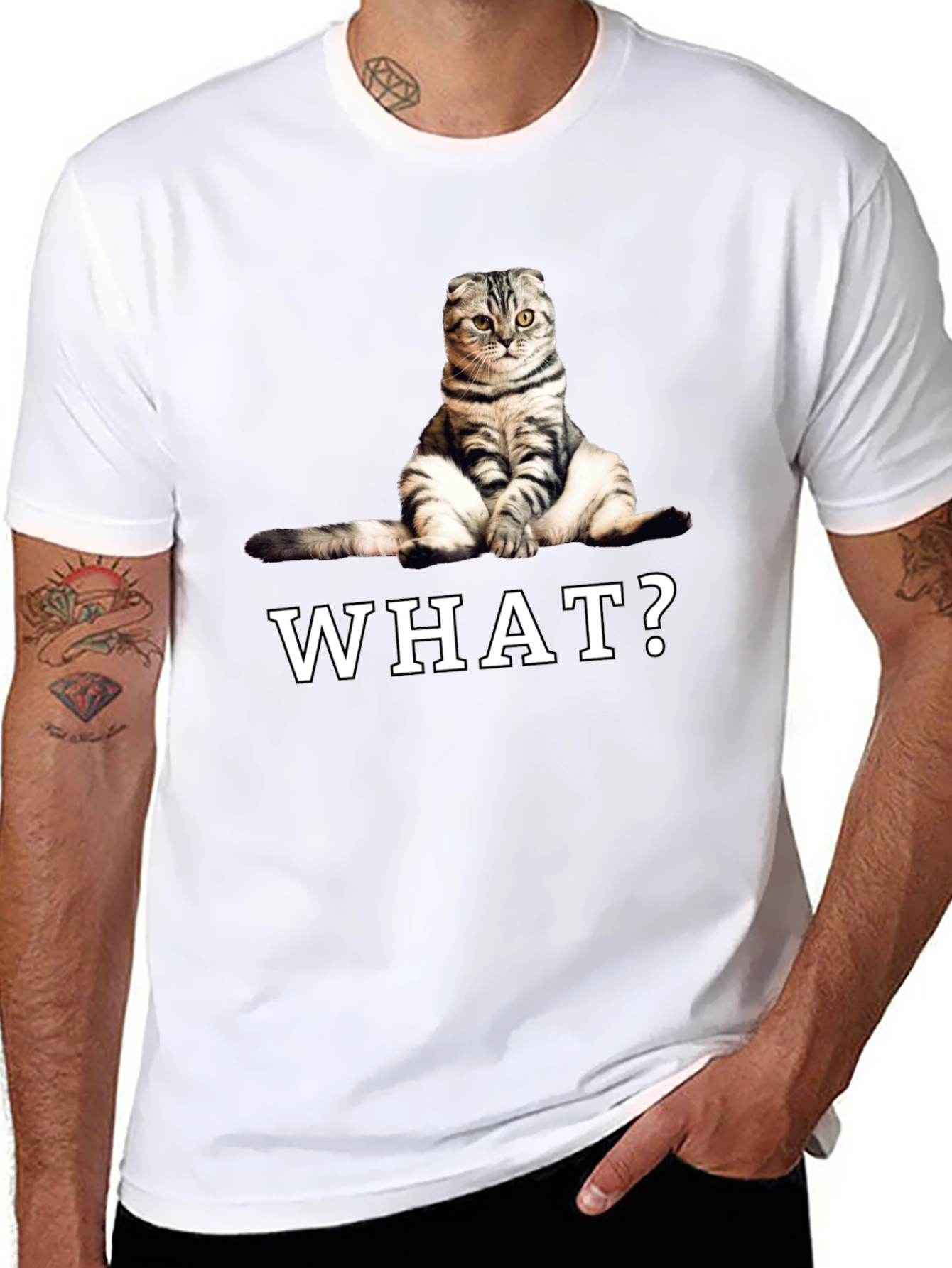 Funny Cat What? Graphic T-Shirt