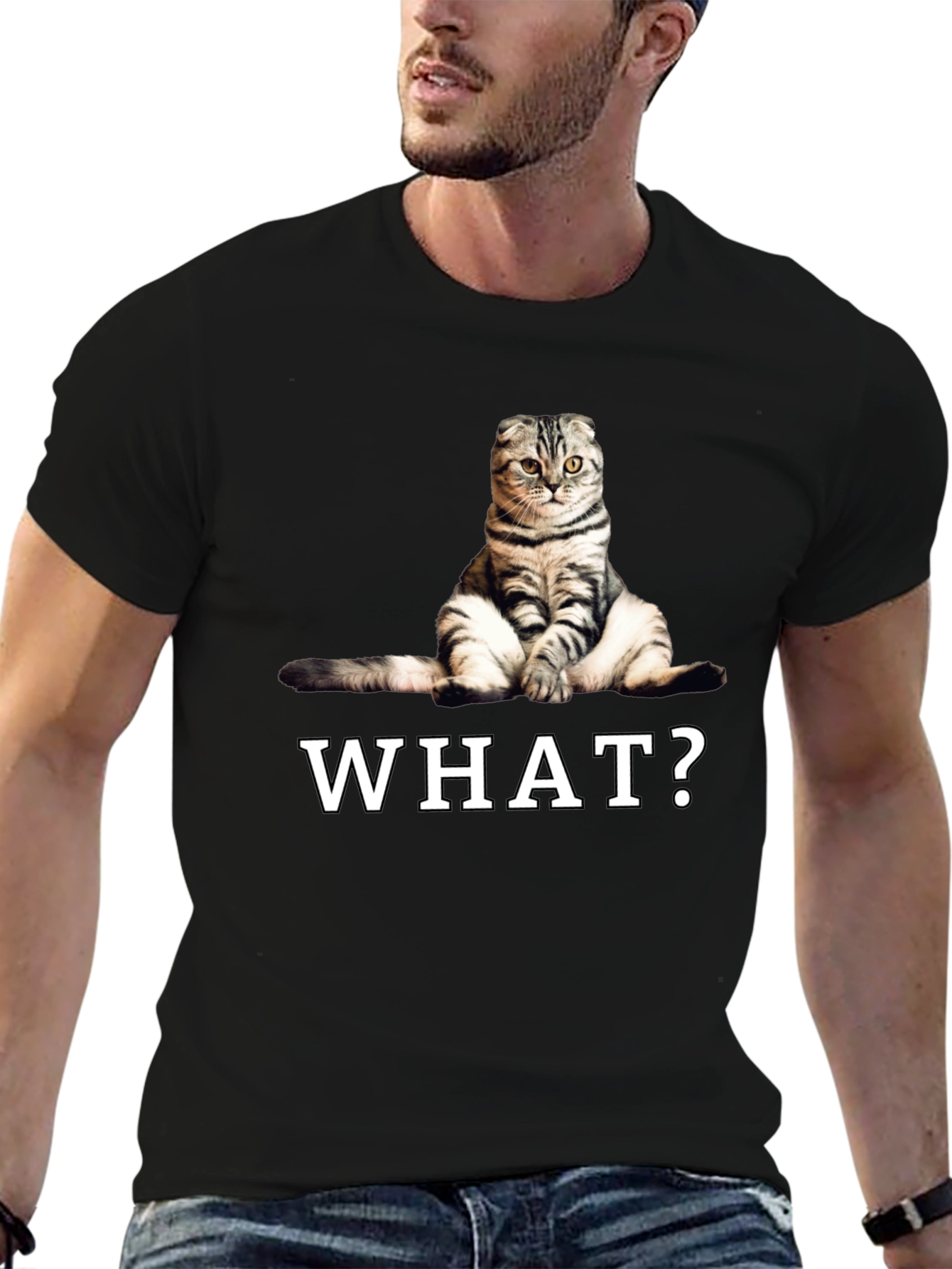Funny Cat What? Graphic T-Shirt