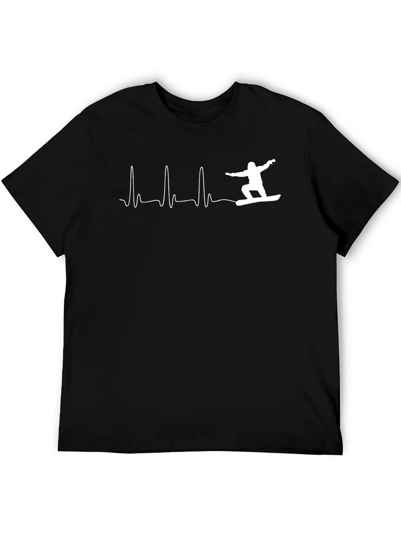 Snowboard Heartbeat T-Shirt - Black Graphic Tee