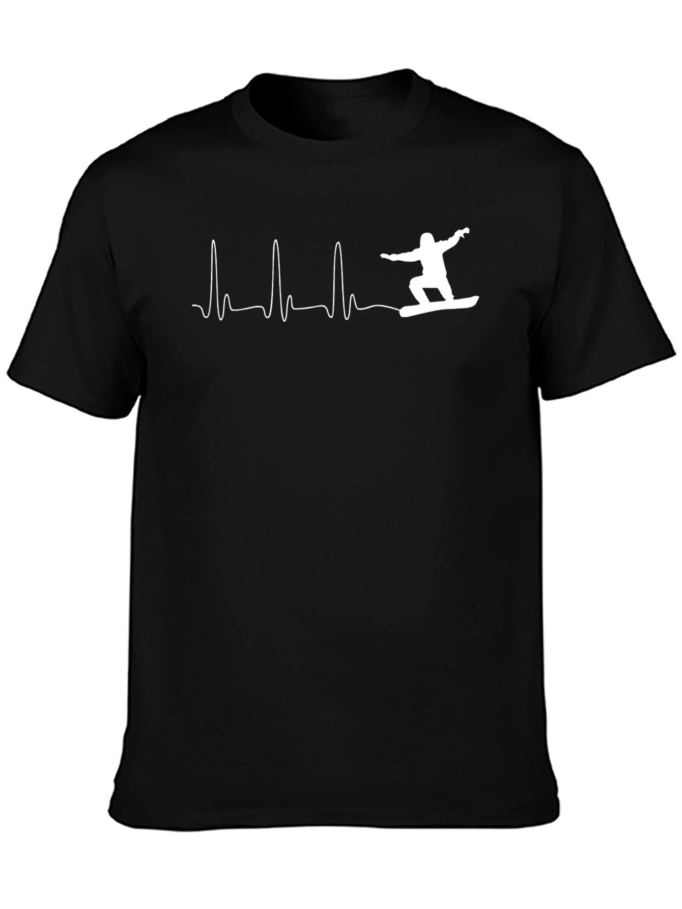 Snowboard Heartbeat T-Shirt - Black Graphic Tee