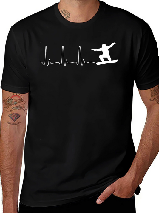 Snowboard Heartbeat T-Shirt - Black Graphic Tee
