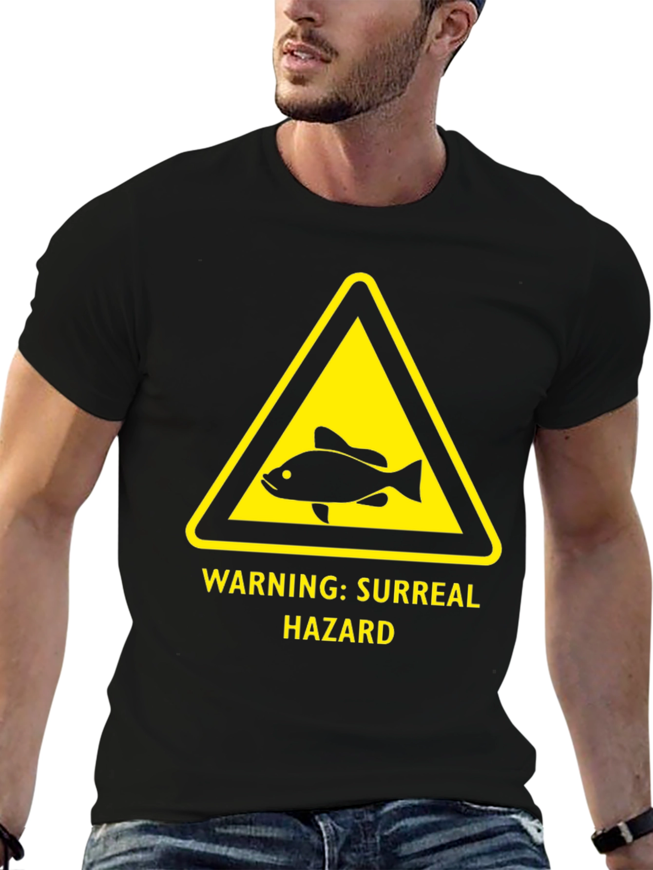 Surreal Hazard Fish T-Shirt - Warning Sign Graphic Tee