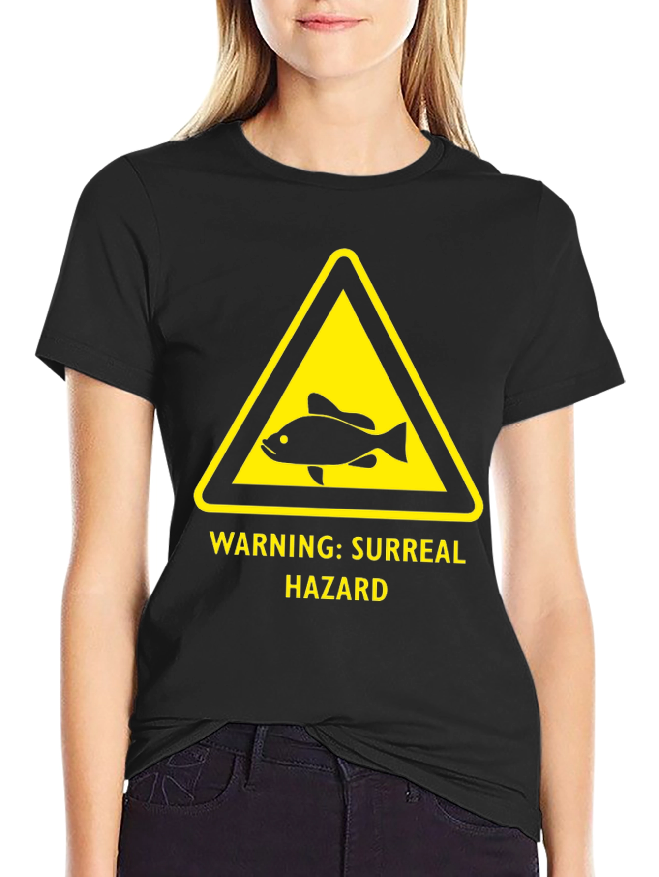 Surreal Hazard Fish T-Shirt - Warning Sign Graphic Tee