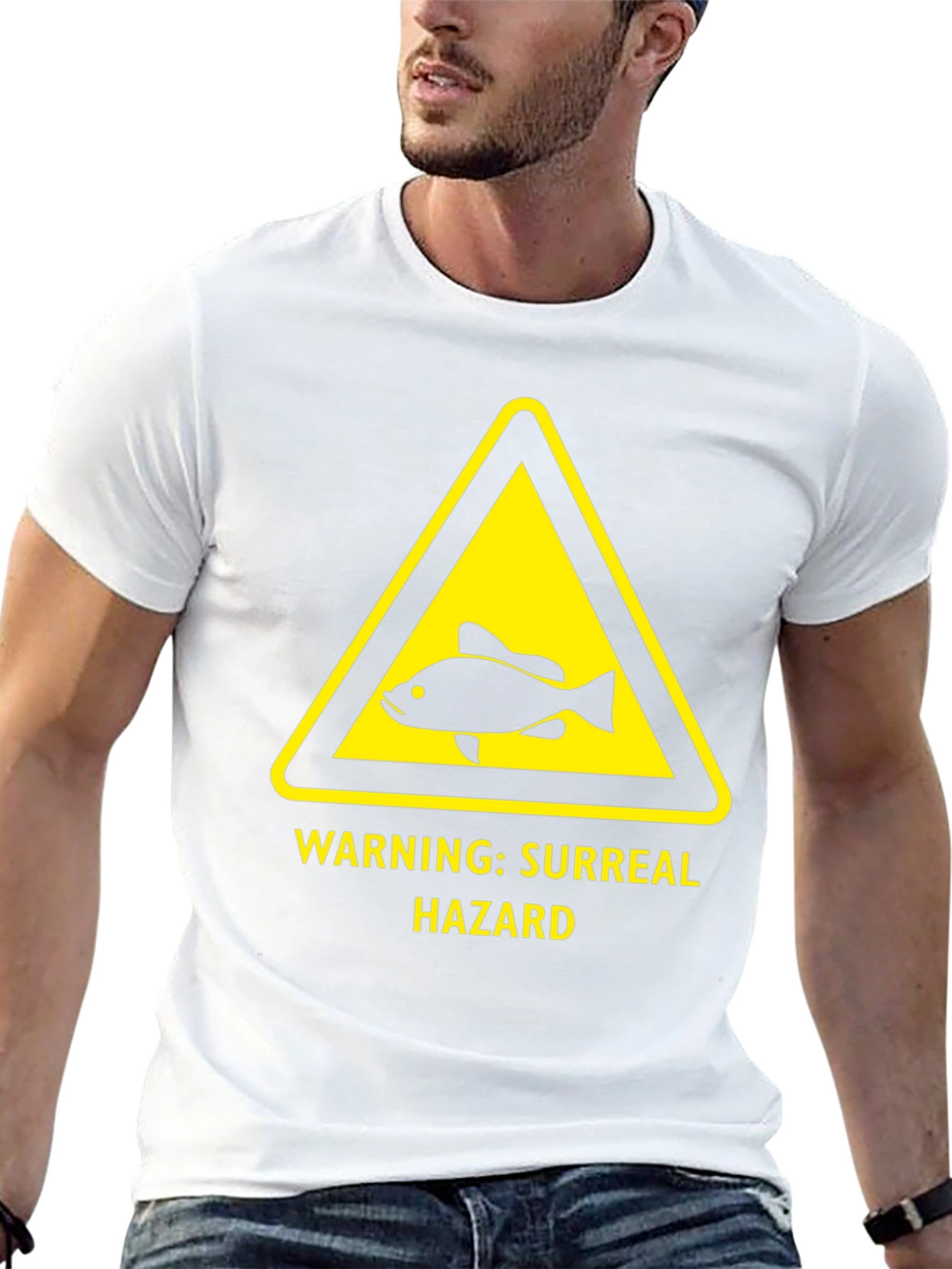 Surreal Hazard Fish T-Shirt - Warning Sign Graphic Tee