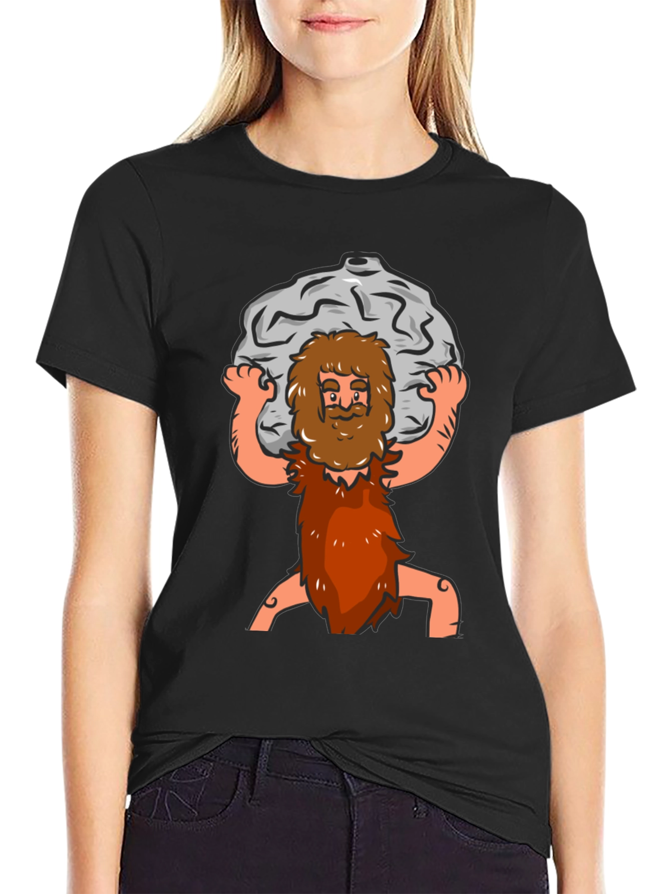 Atlas Caveman Cartoon Graphic T-Shirt