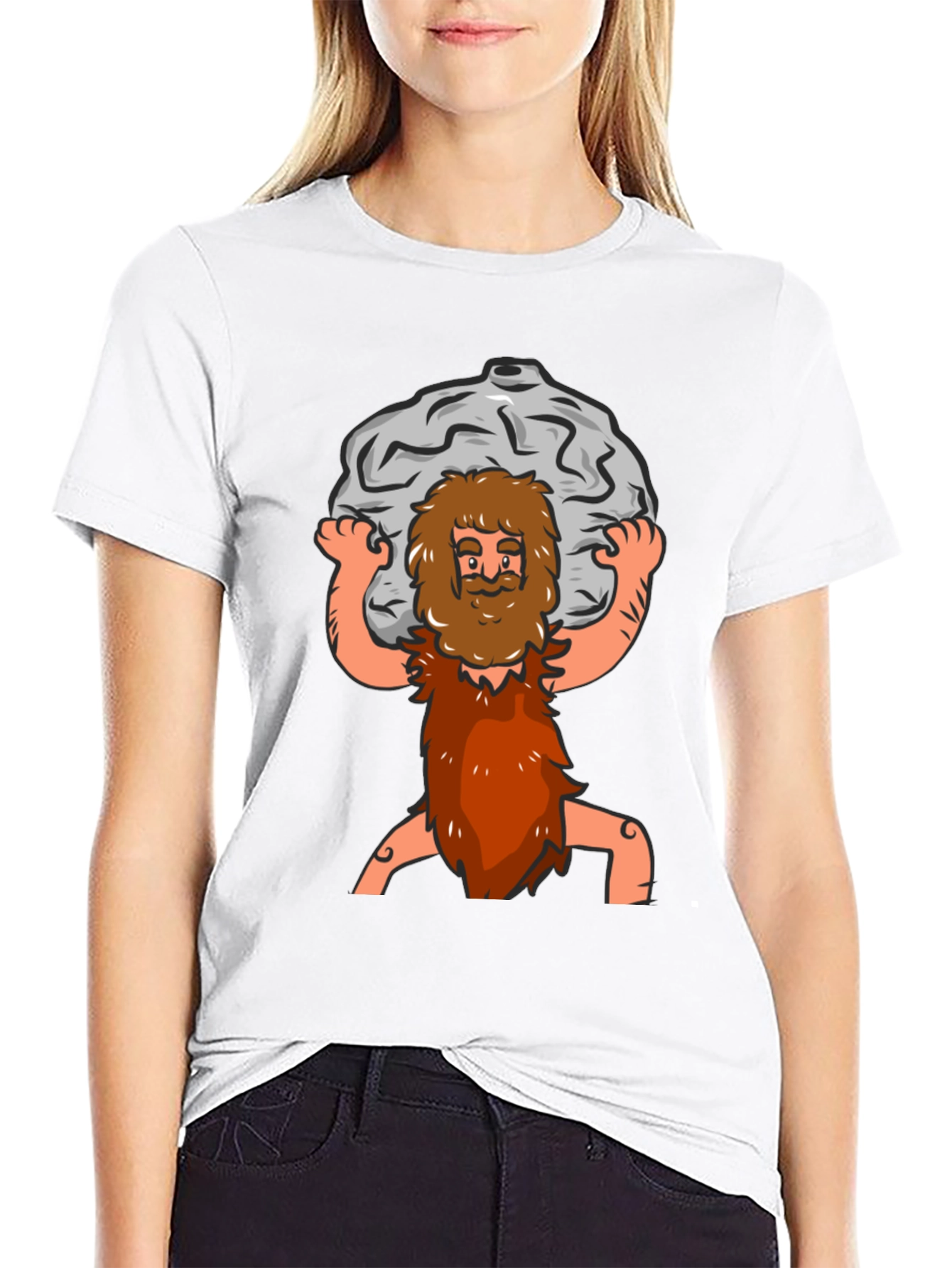Atlas Caveman Cartoon Graphic T-Shirt