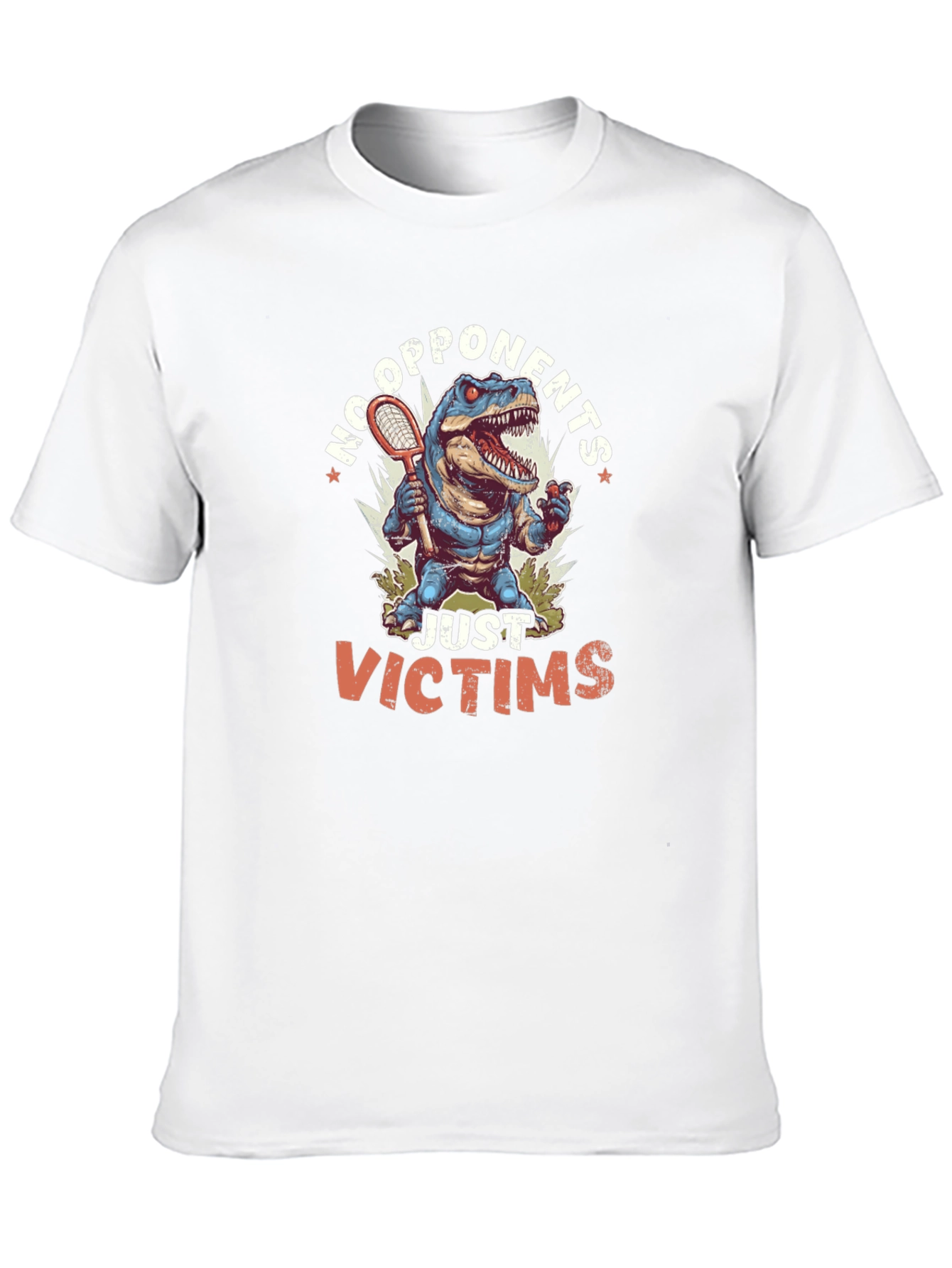 Dinosaur Tennis Player Black T-Shirt