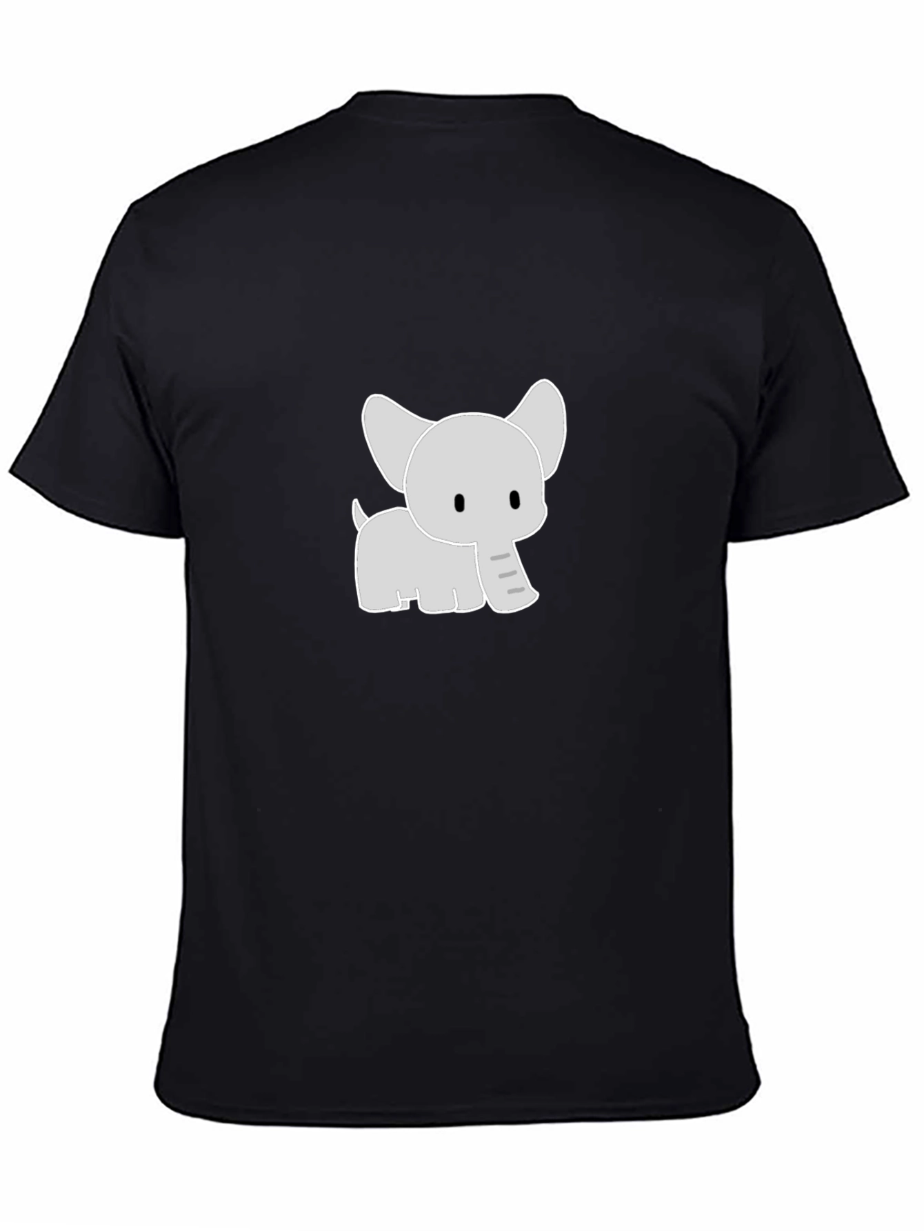 Cute Cartoon Elephant Graphic Tee - Black