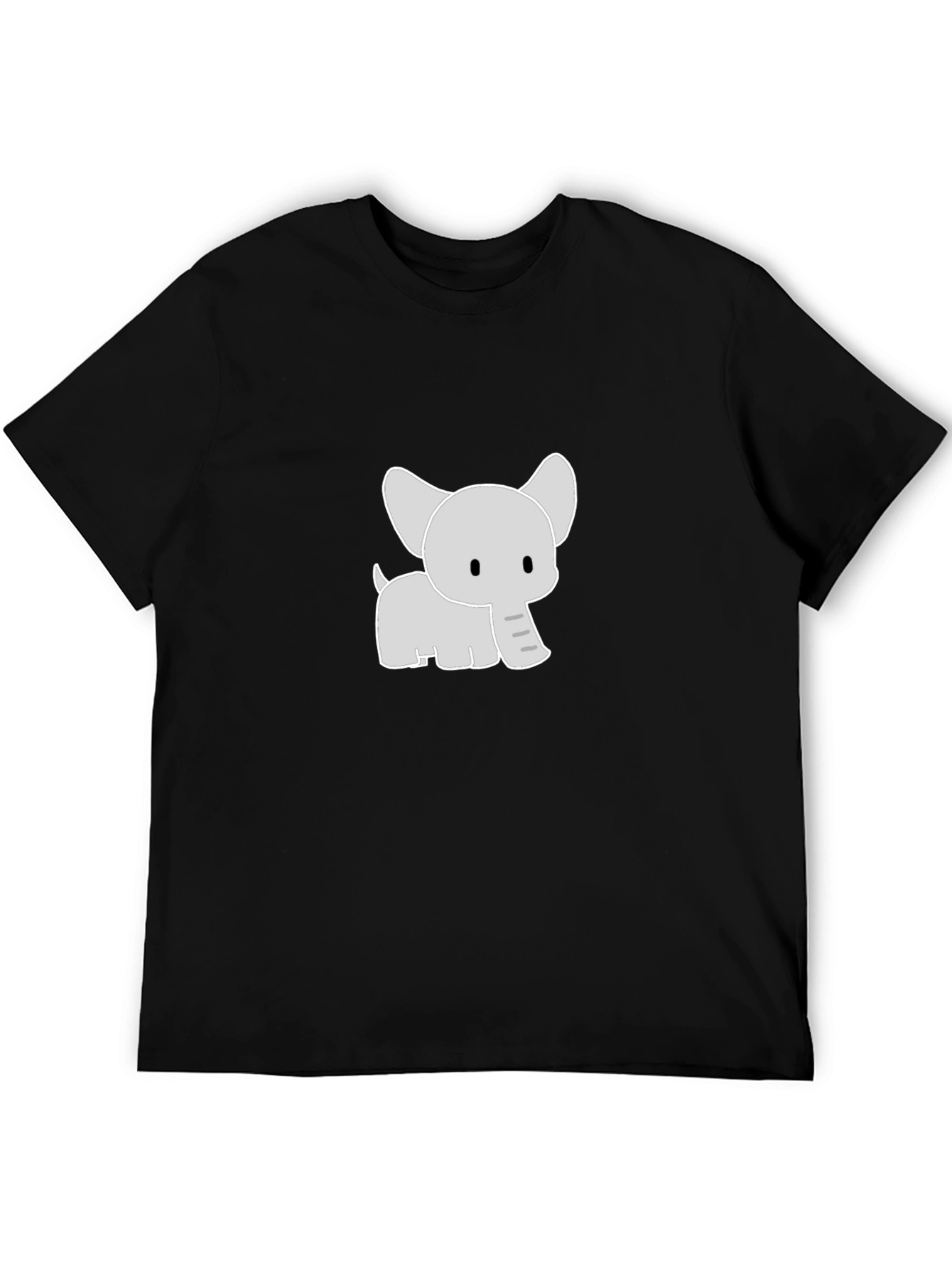 Cute Cartoon Elephant Graphic Tee - Black
