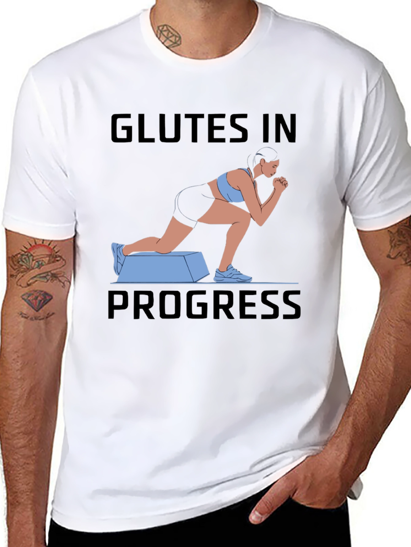 Glutes In Progress Workout Tee - Black Cotton