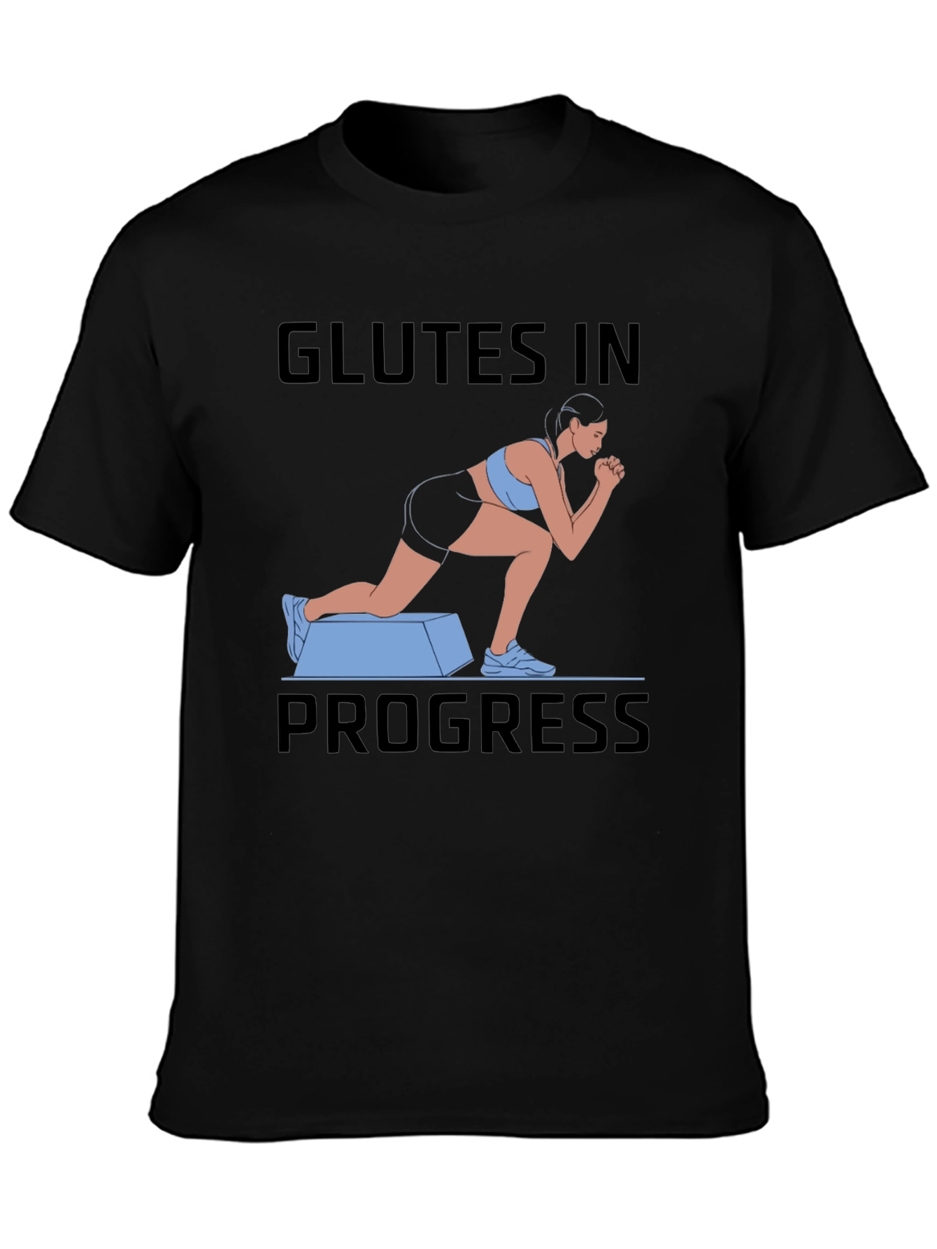 Glutes In Progress Workout Tee - Black Cotton