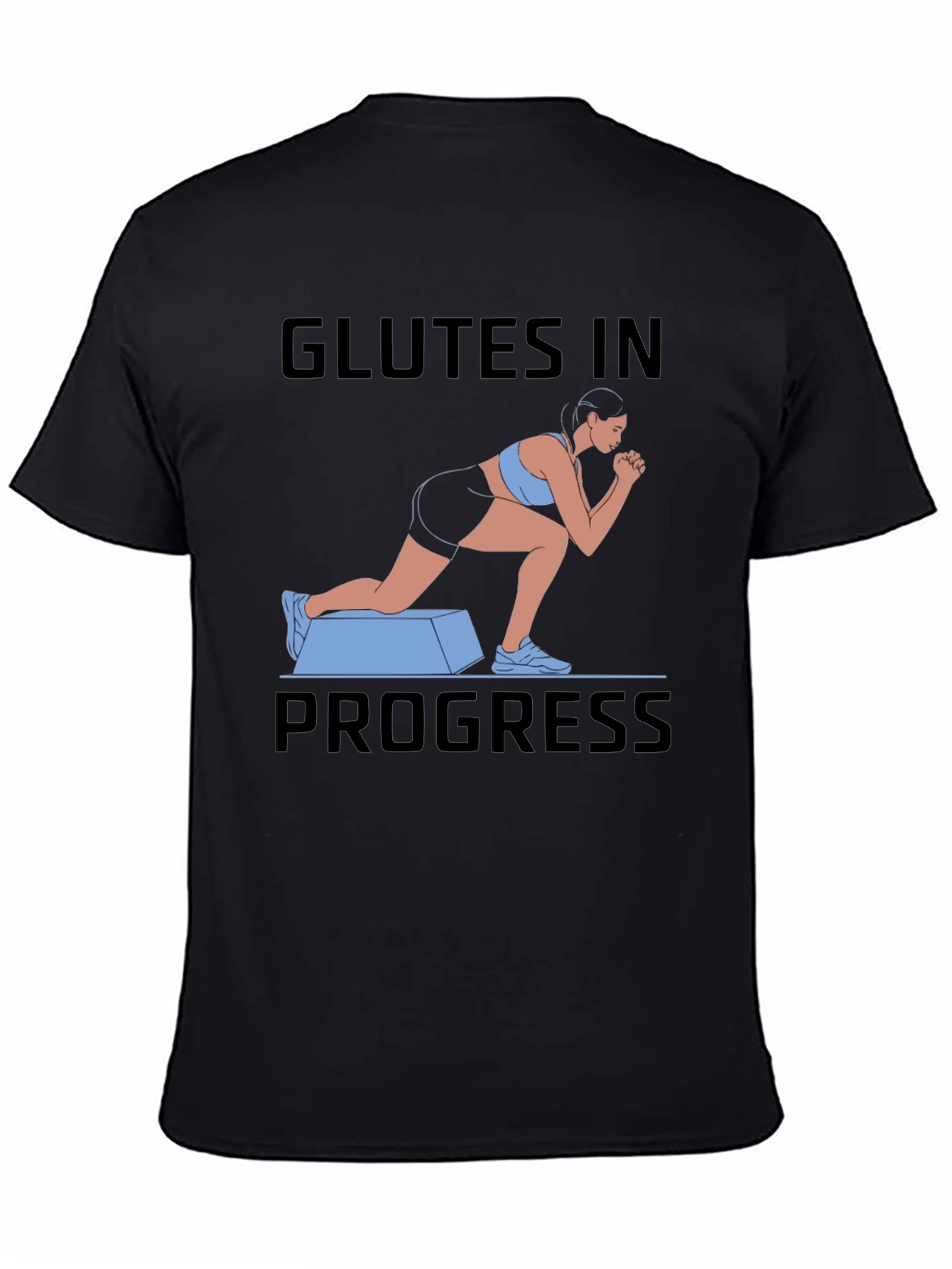 Glutes In Progress Workout Tee - Black Cotton