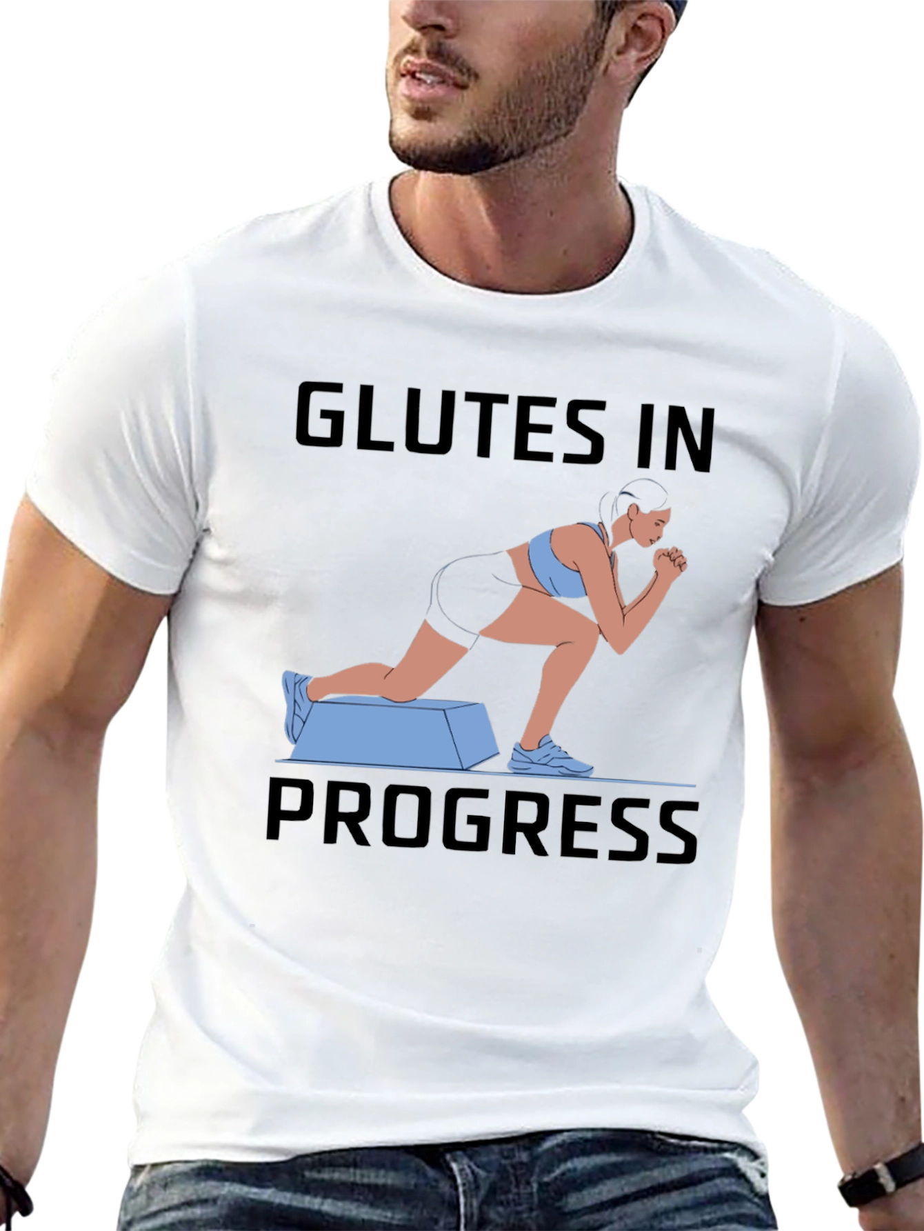 Glutes In Progress Workout Tee - Black Cotton