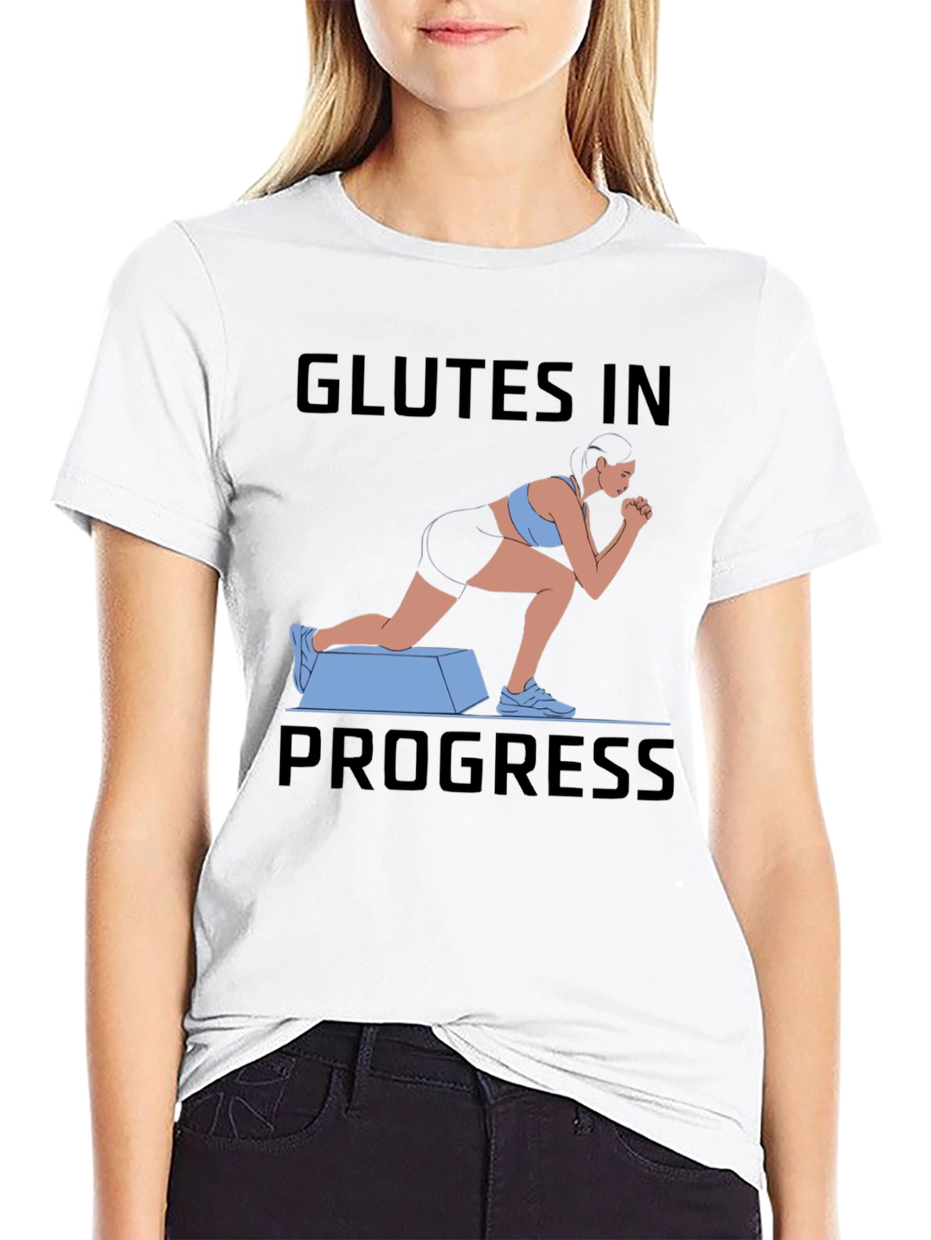 Glutes In Progress Workout Tee - Black Cotton